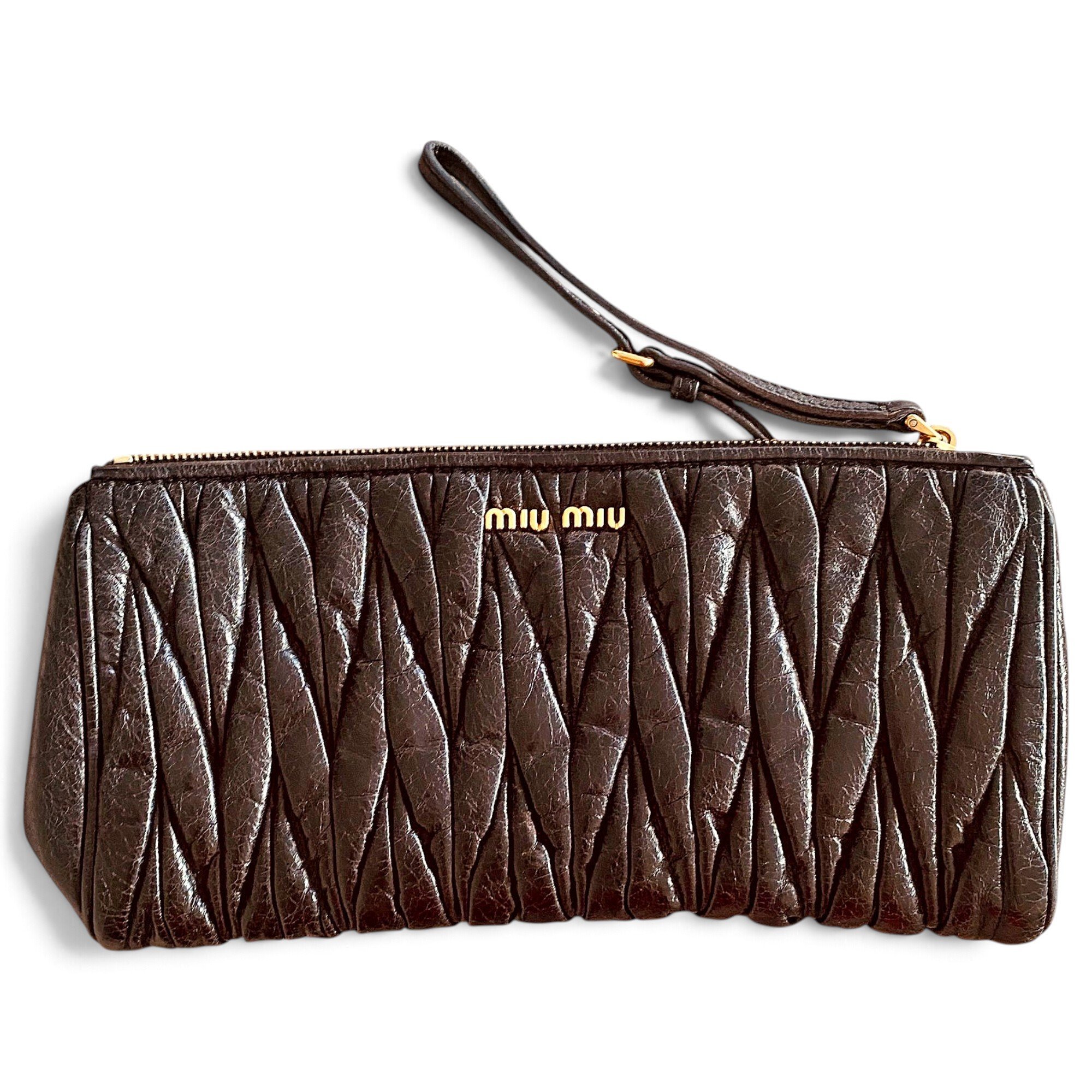 Matelassé leather clutch bag