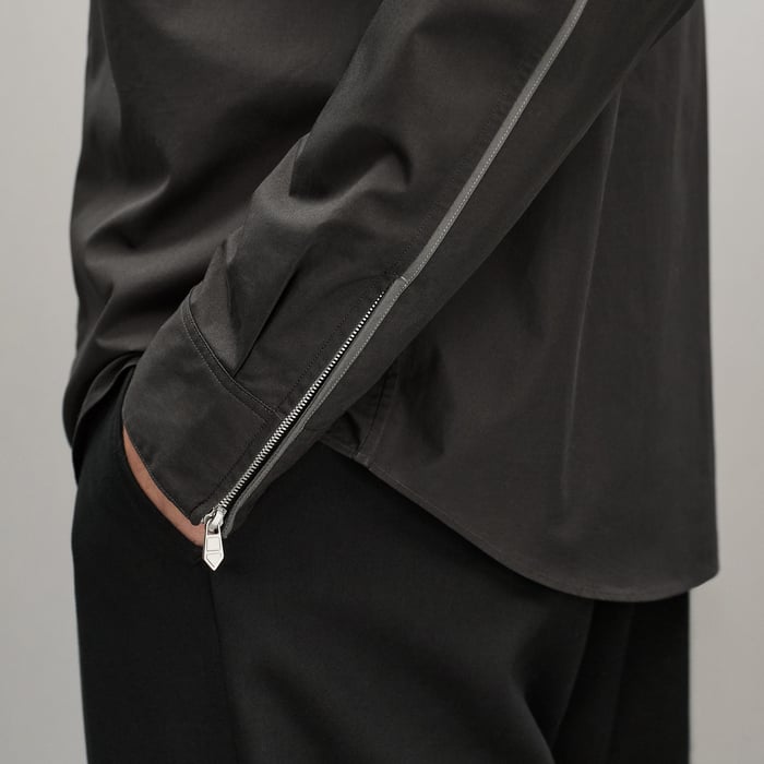 Anthracite Straight Cut Shirt With Contrasted Detail