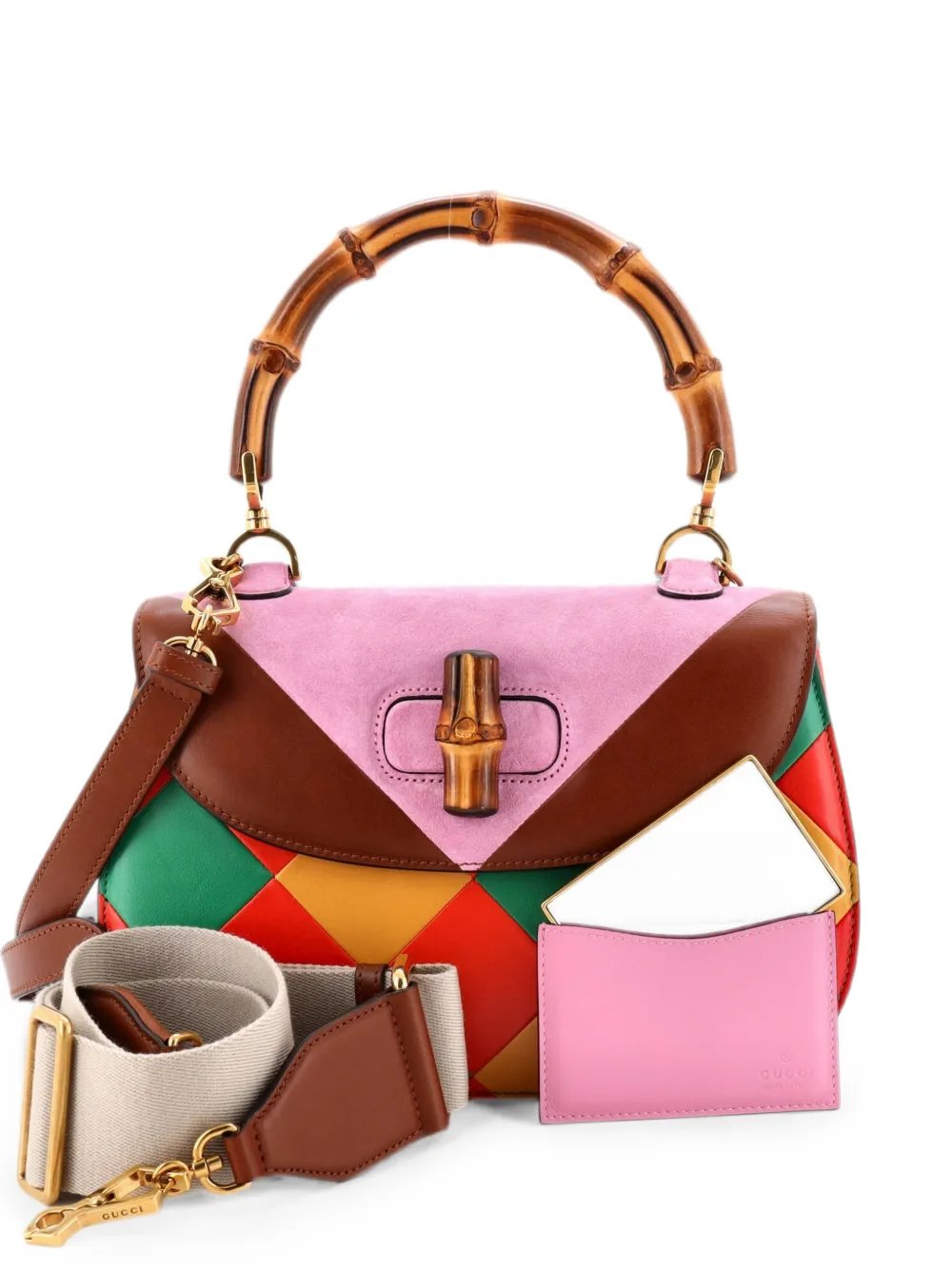 Bamboo 1947 Top Handle Bag Limited Edition Geometric Leather and Suede Medium satchel