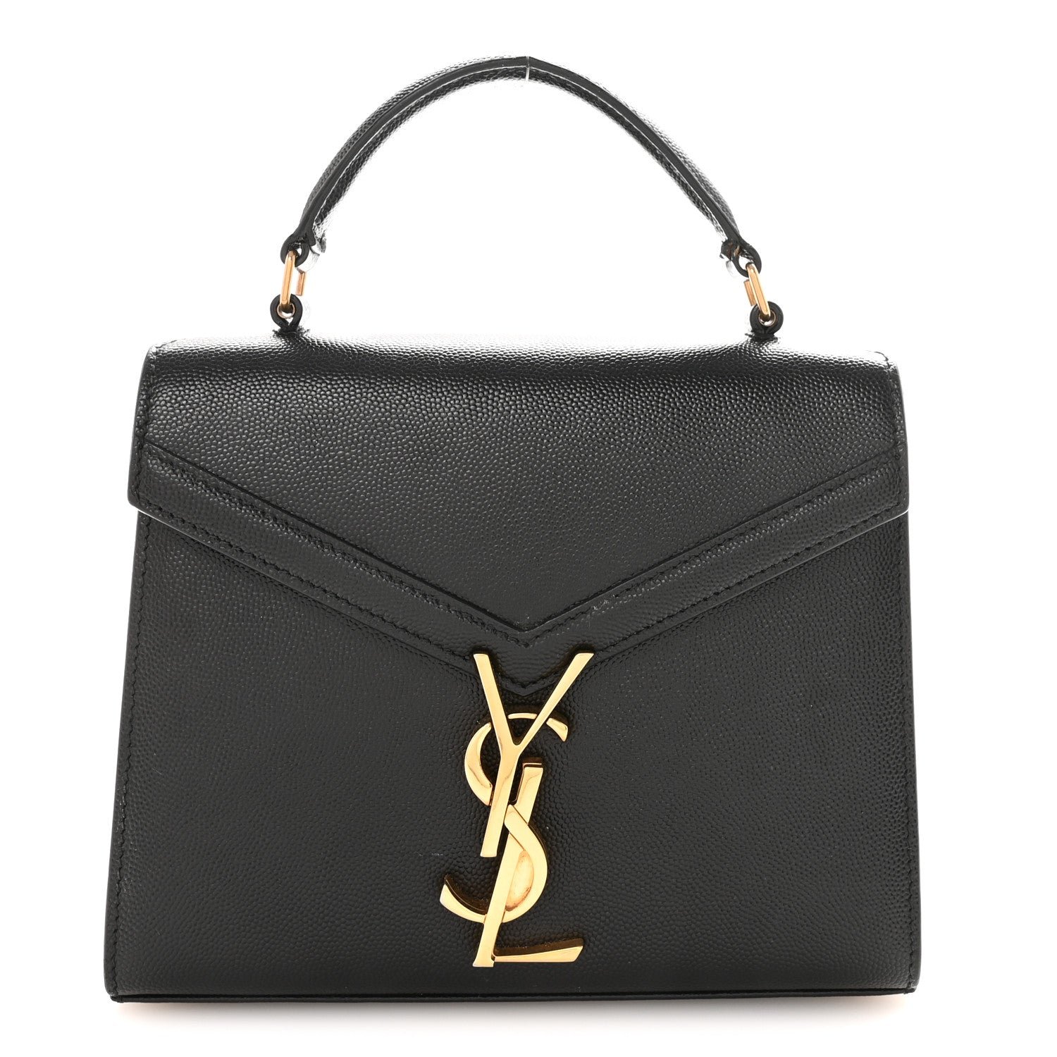 Saint Laurent Grain de Poudre Mini Classic Monogram Cassandra Top Handle Black