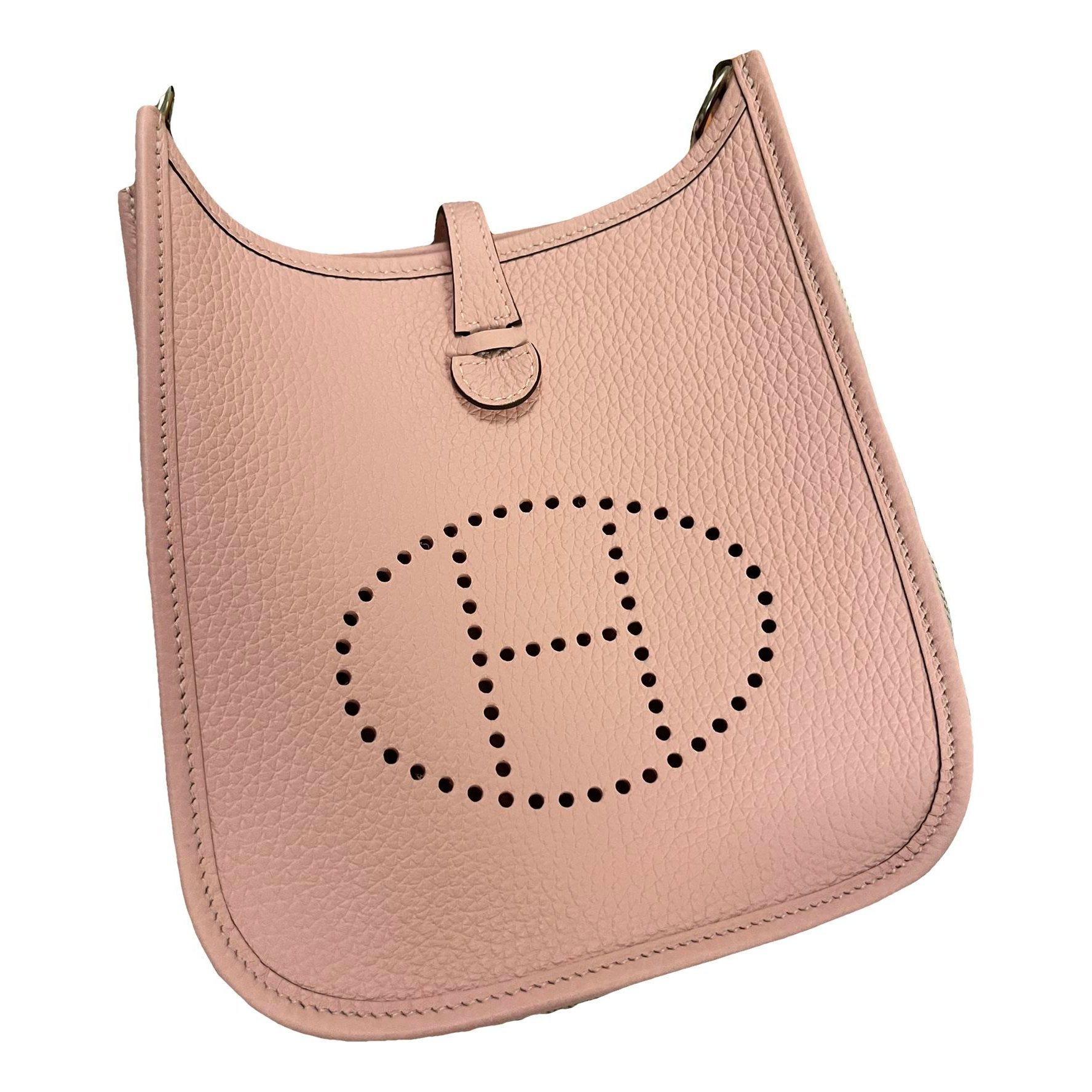 Hermes Evelyne Handbag Rose Sakura Clemence Leather