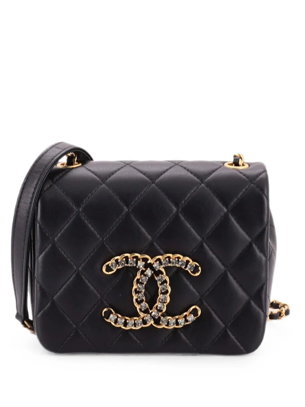 Crystal CC Full Flap Bag Quilted Lambskin Mini crossbody bag