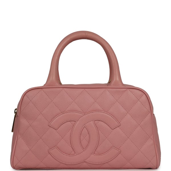 Vintage Chanel Small Timeless CC Bowling Bag Pink Caviar Gold Hardware