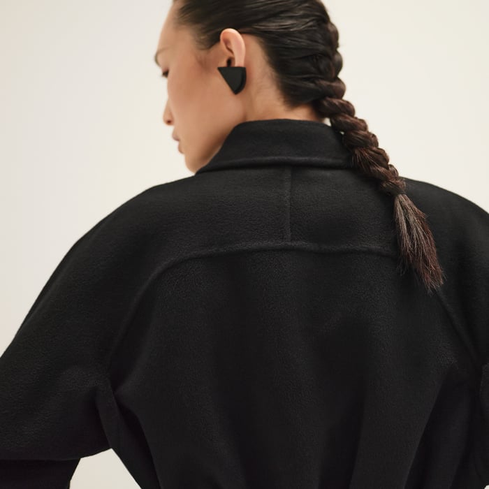 Noir Jacket With Leather Detail