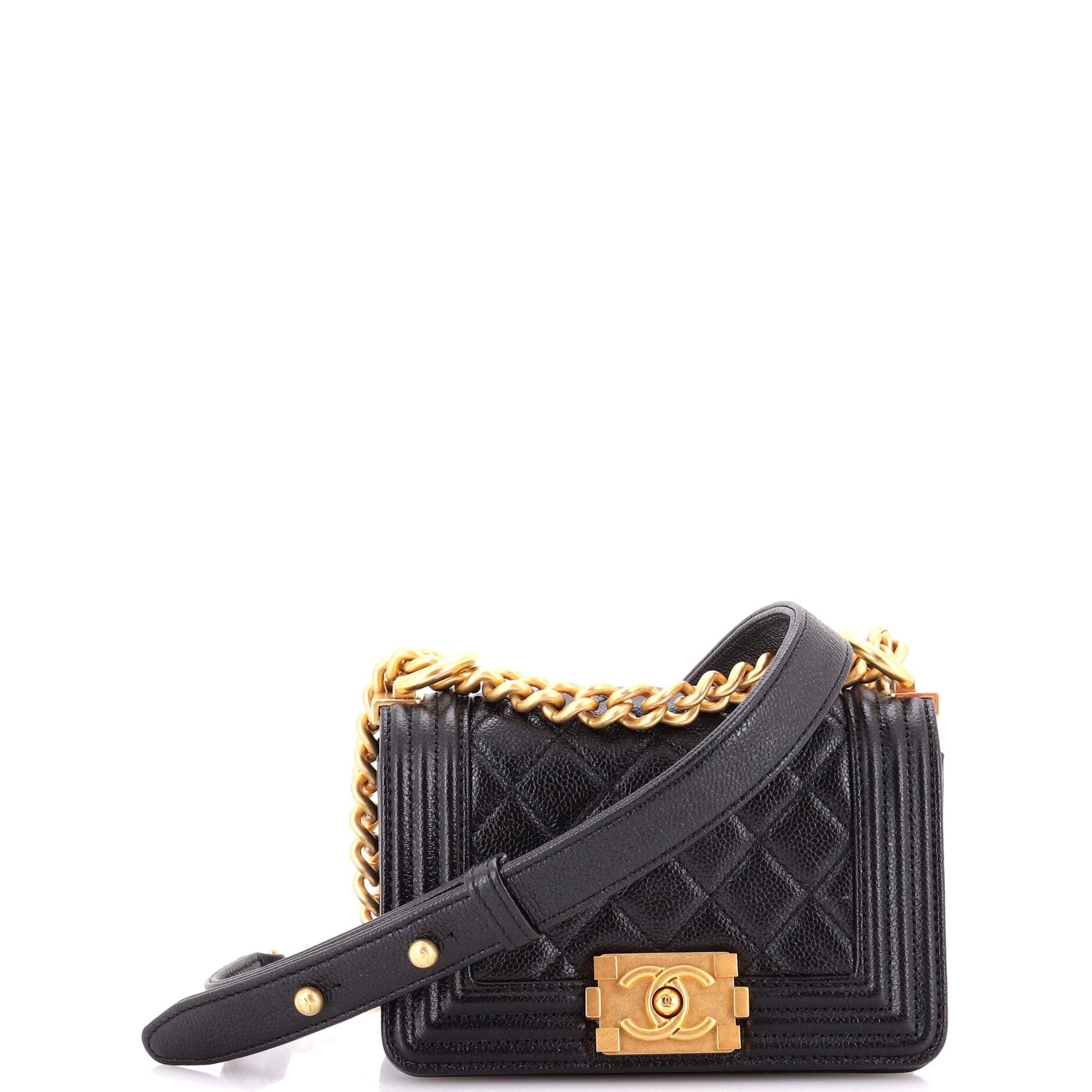 Boy Flap Bag Quilted Caviar Mini
