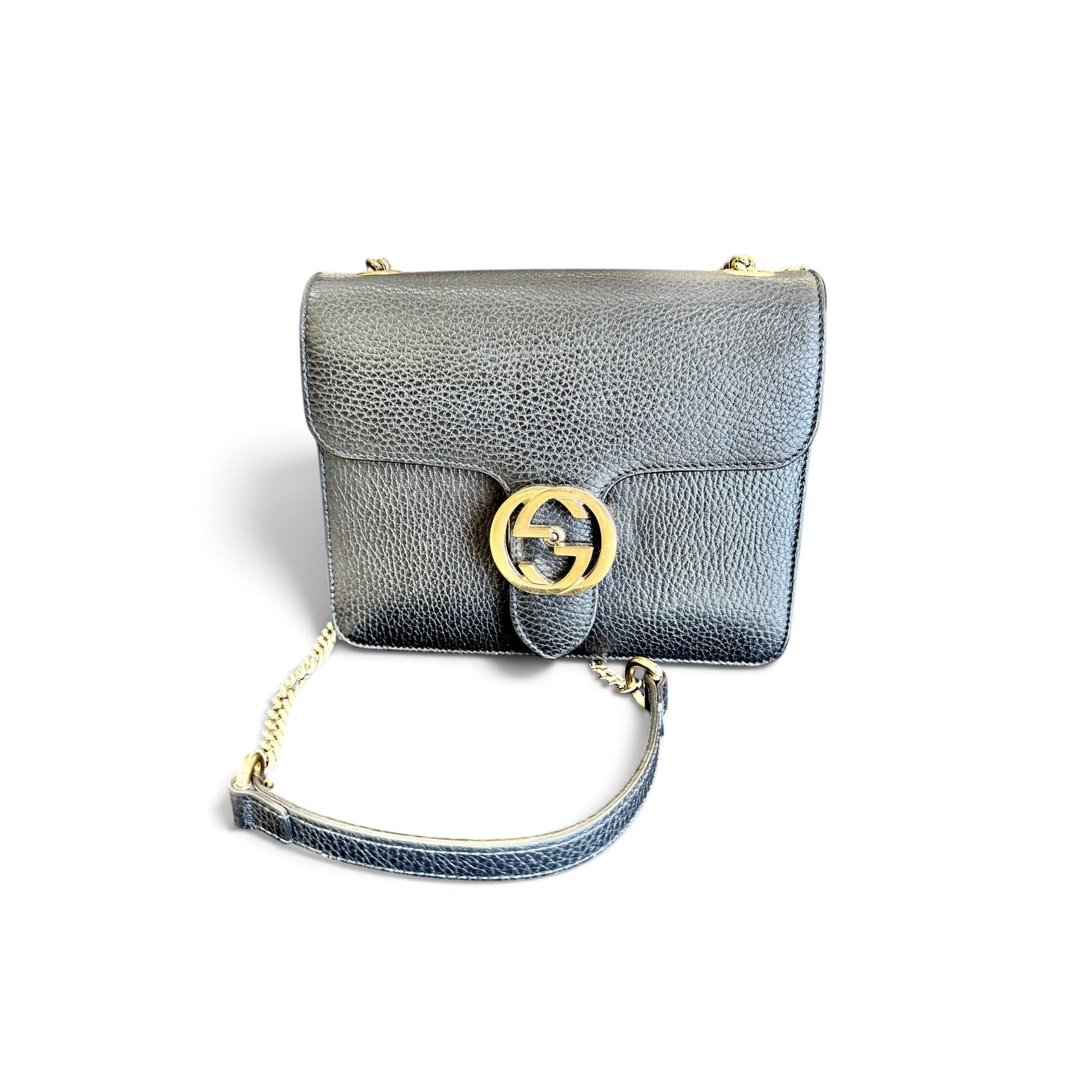 Interlocking leather handbag