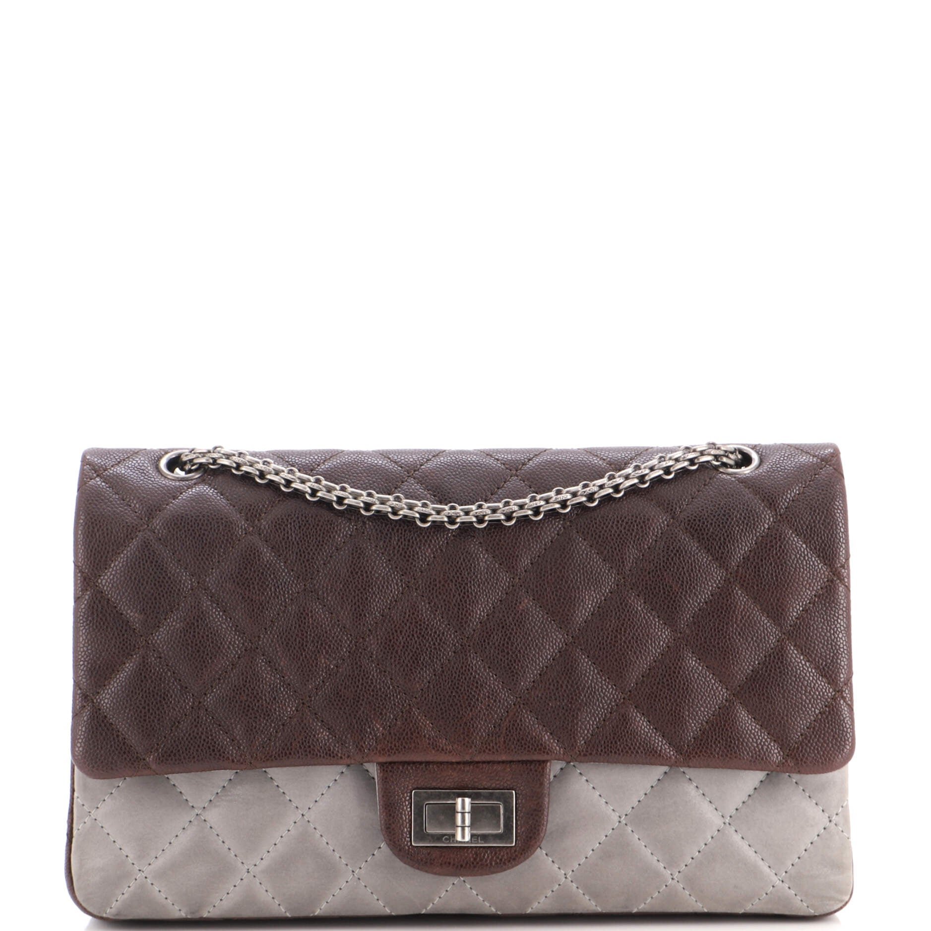 Bicolor Reissue 2.55 Flap Bag Quilted Caviar and Washed Lambskin 227
