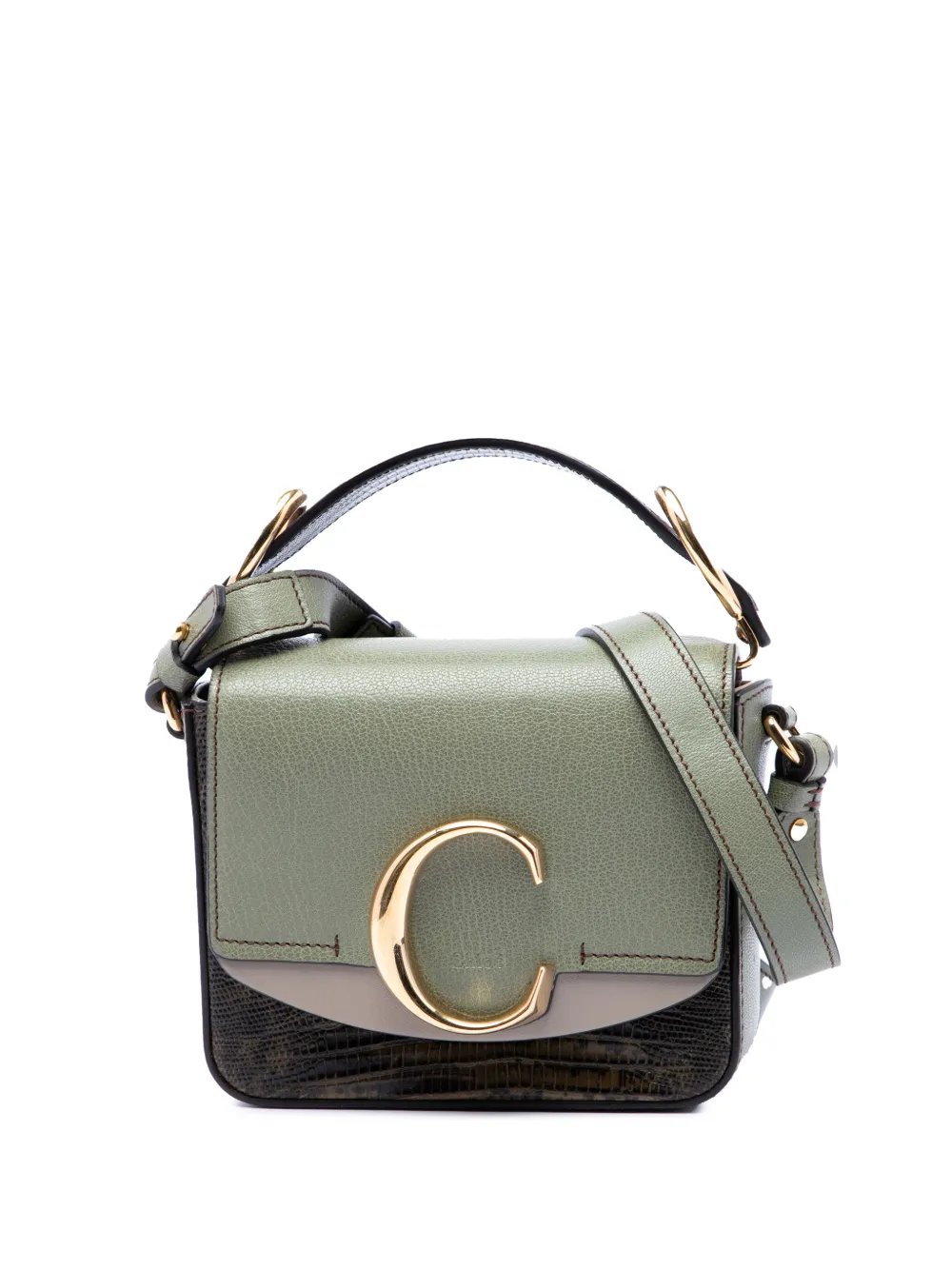 2019 Mini Tricolor Croc Embossed Calfskin C satchel