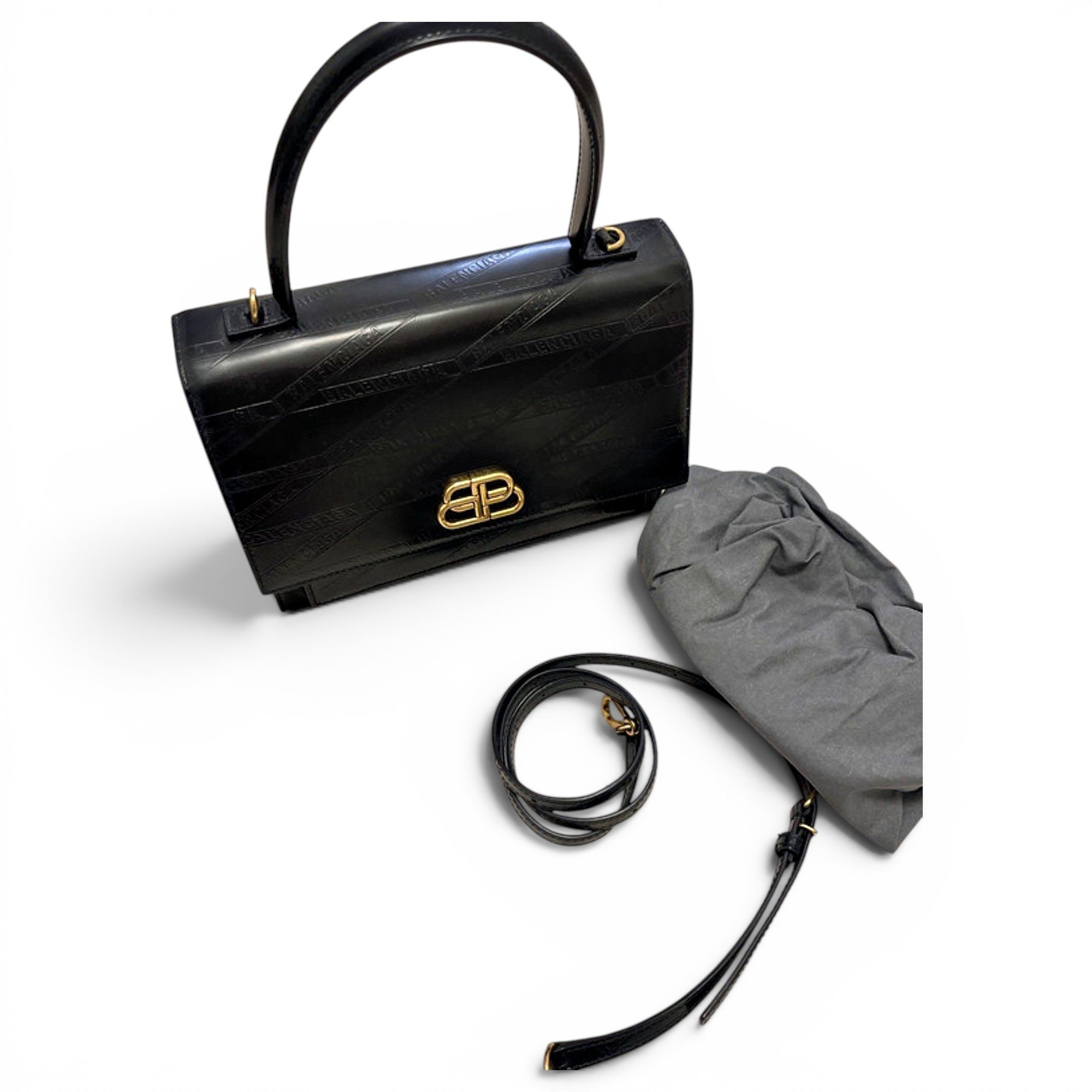 Sharp leather handbag