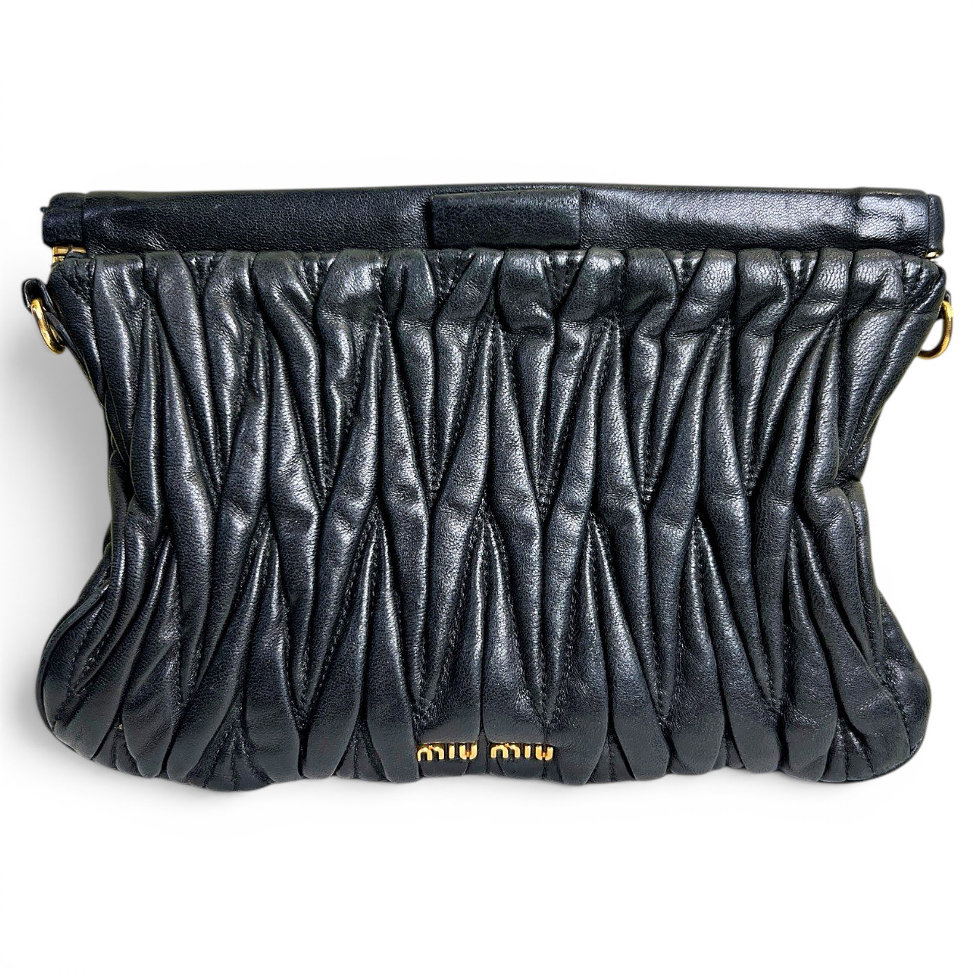 Matelassé leather clutch bag
