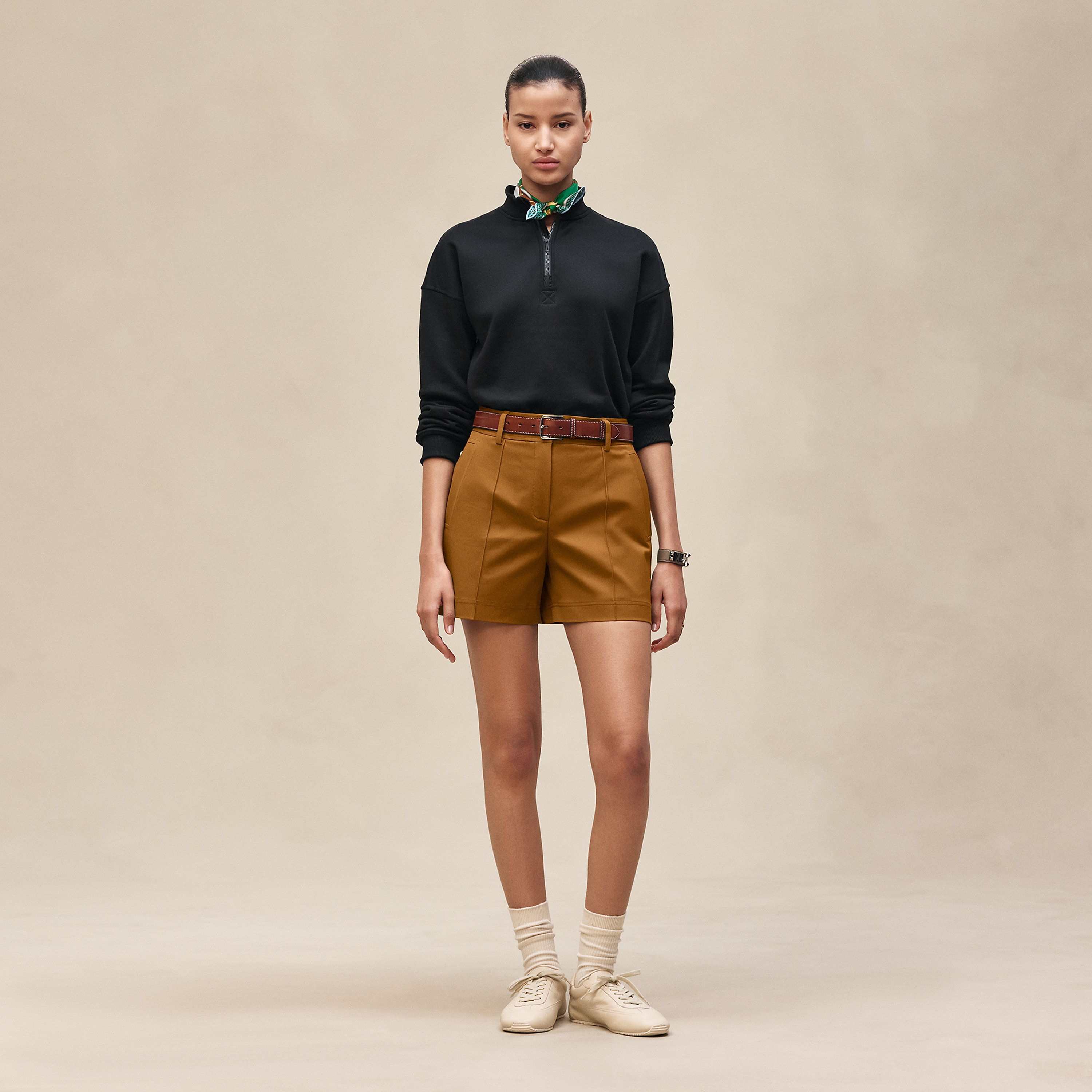 Double cotton twill shorts