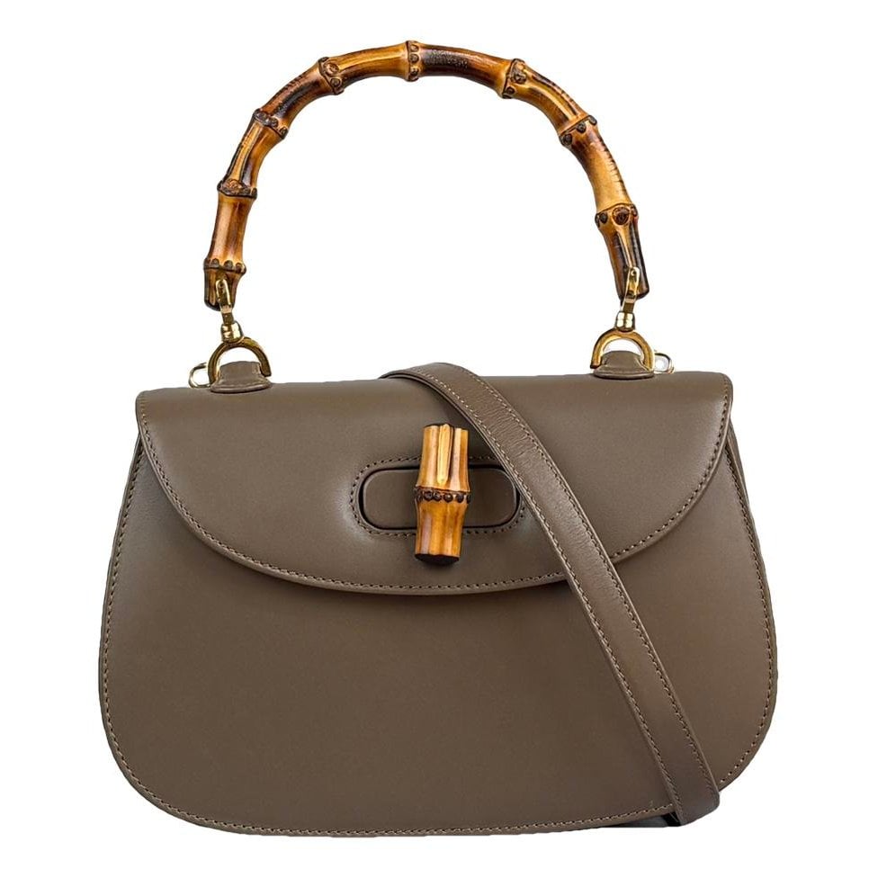 Convertible Bamboo Top Handle leather crossbody bag