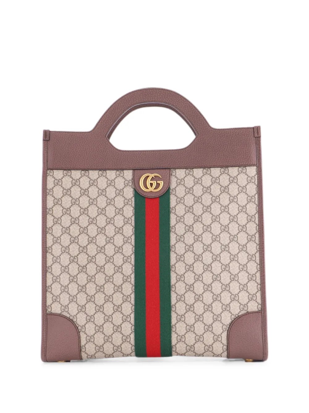 Ophidia Cut Out Handle Bag GG Coated Canvas with Leather Large satchel