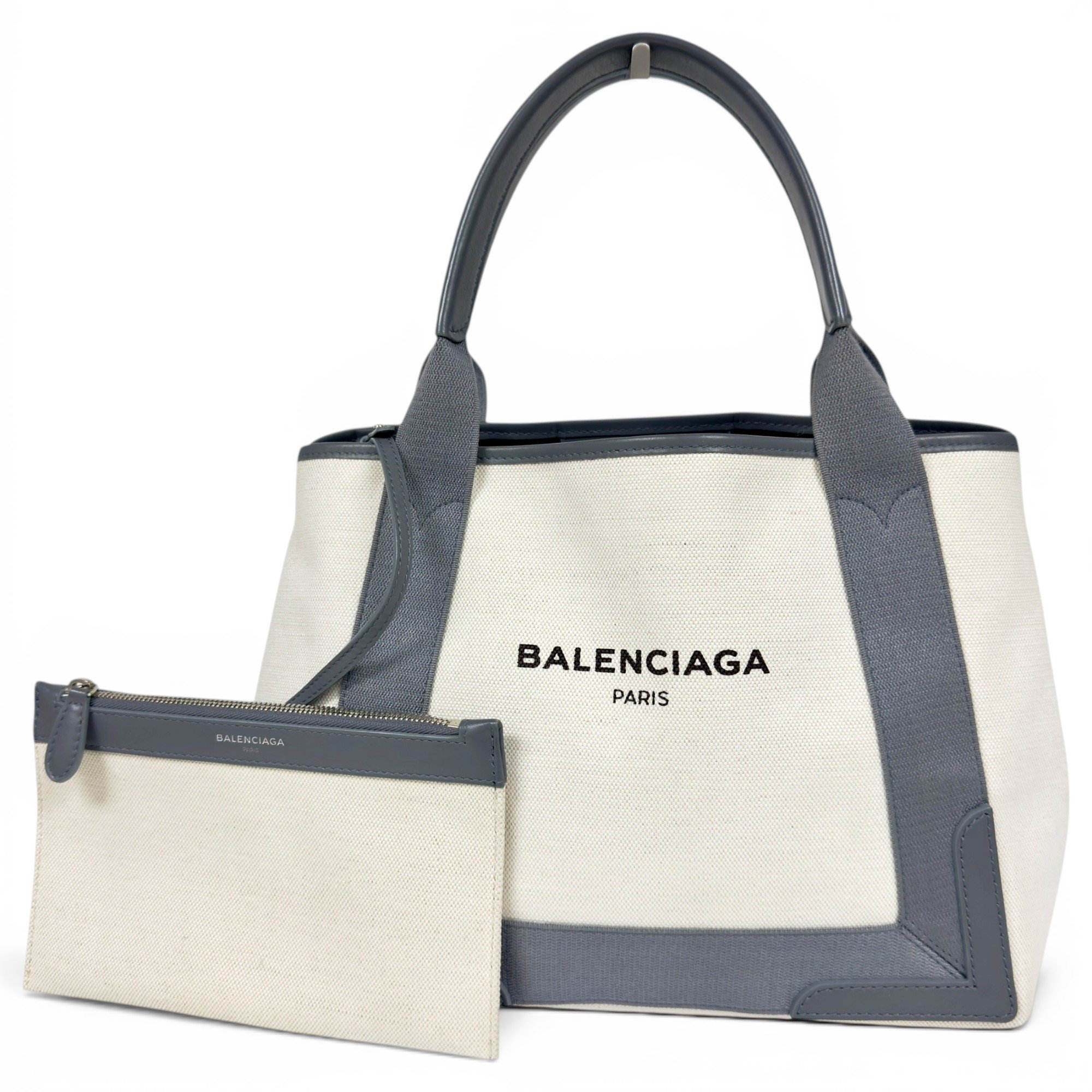 Navy cabas cloth handbag