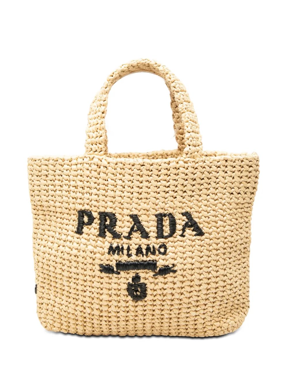 2013-2026 Small Raffia Effect Crochet Embroidered Logo tote bag