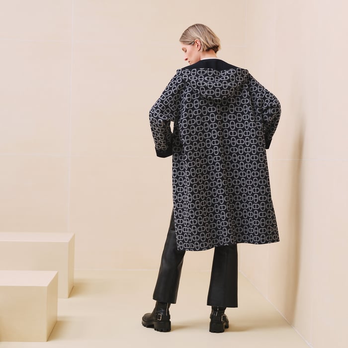 Bleu Marine Hooded Reversible Duffle-coat