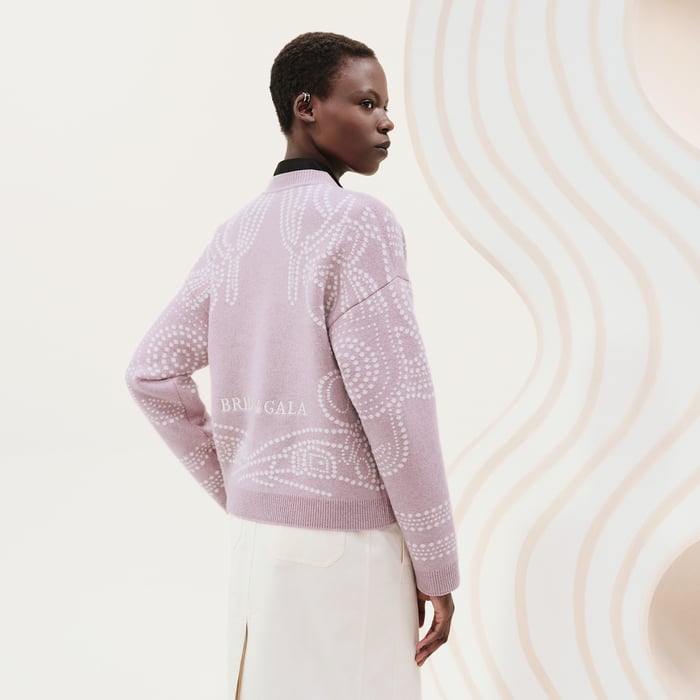 Rose Pâle Embroidered Long-sleeve Cardigan