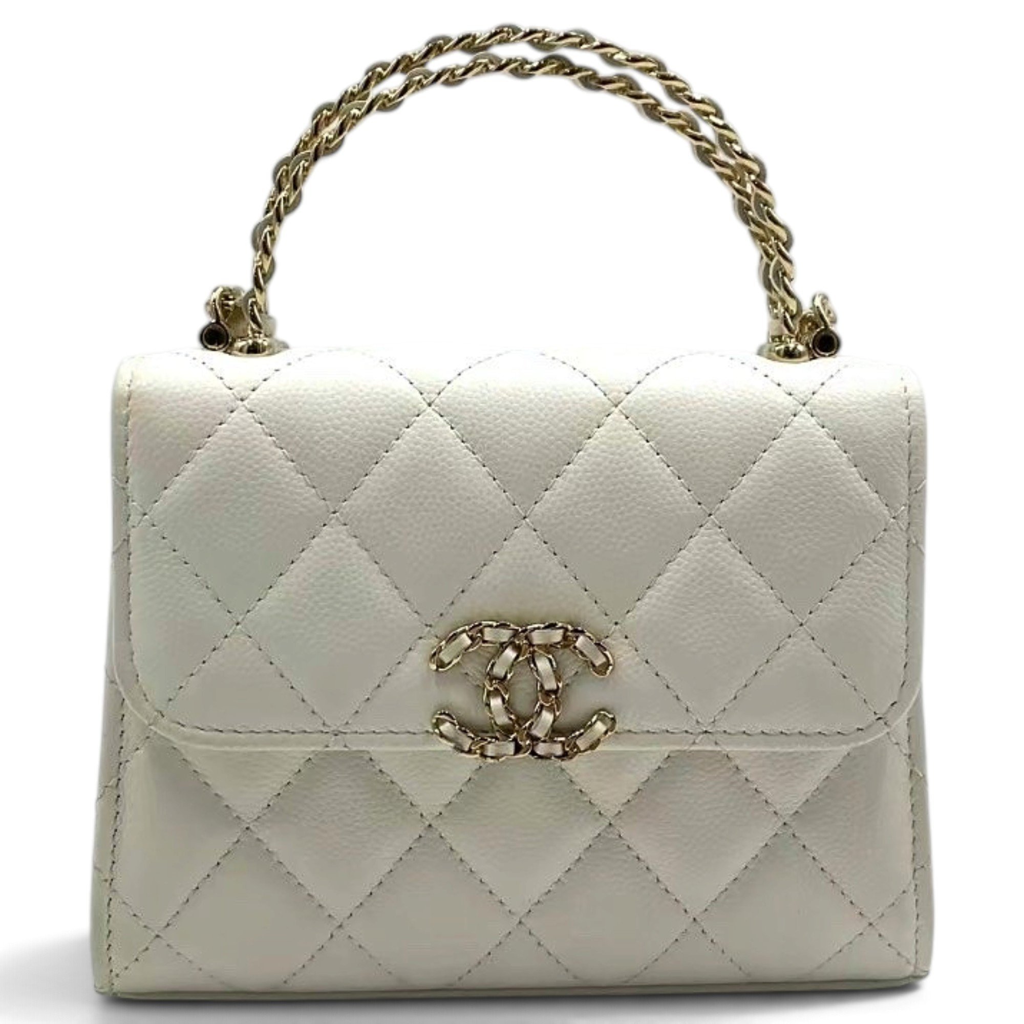 Trendy CC Top Handle leather handbag