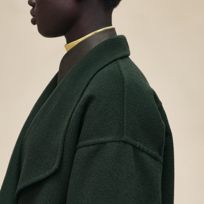 Vert Anglais Cashmere Coat With Shawl Collar