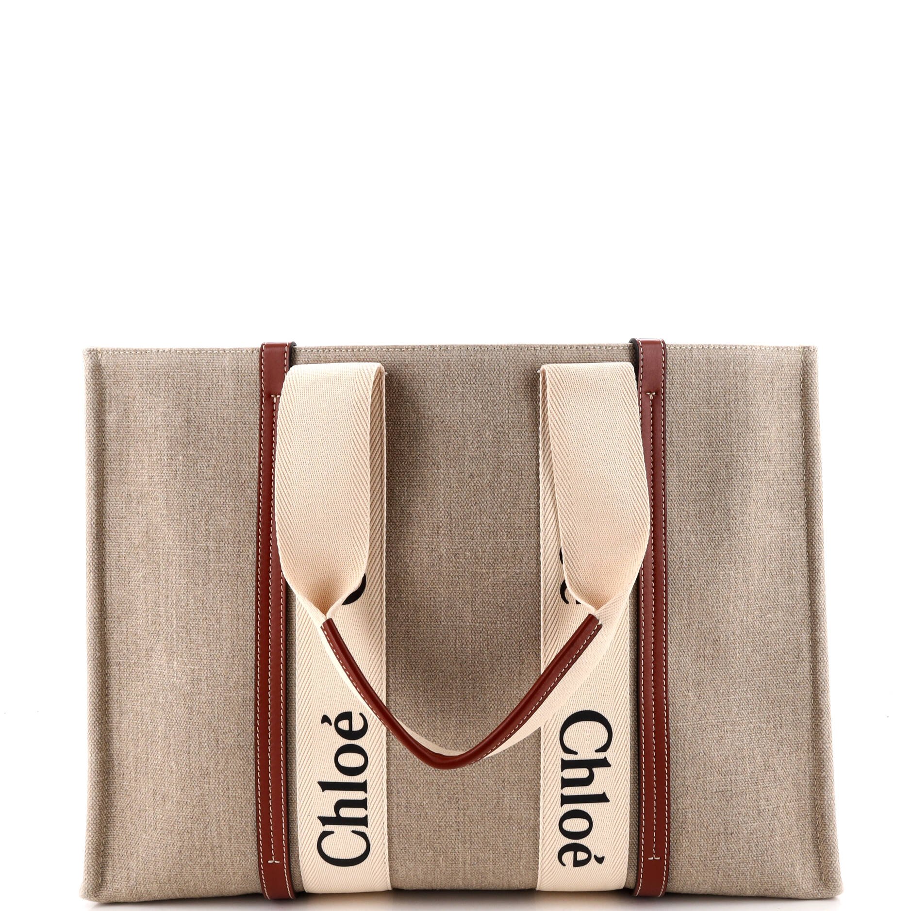 Woody Tote Canvas with Leather Large