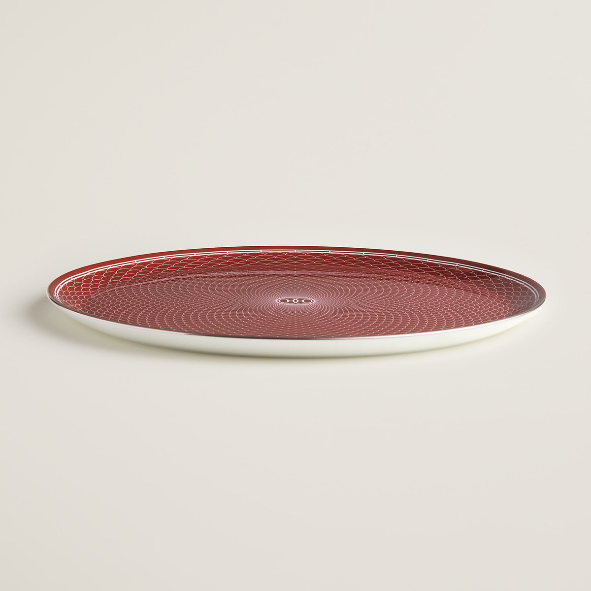H Deco rouge round platter, large model