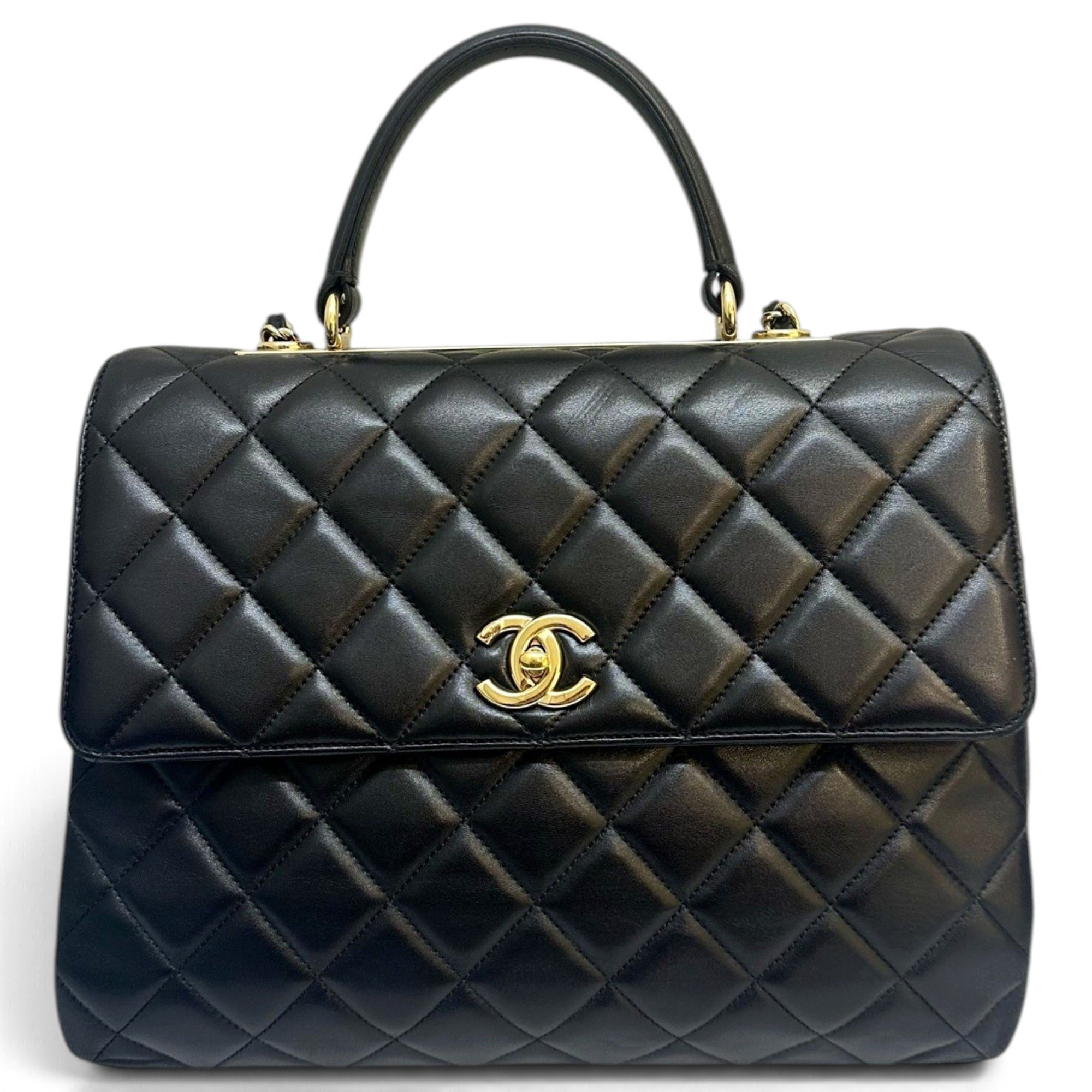 Trendy CC Top Handle leather handbag