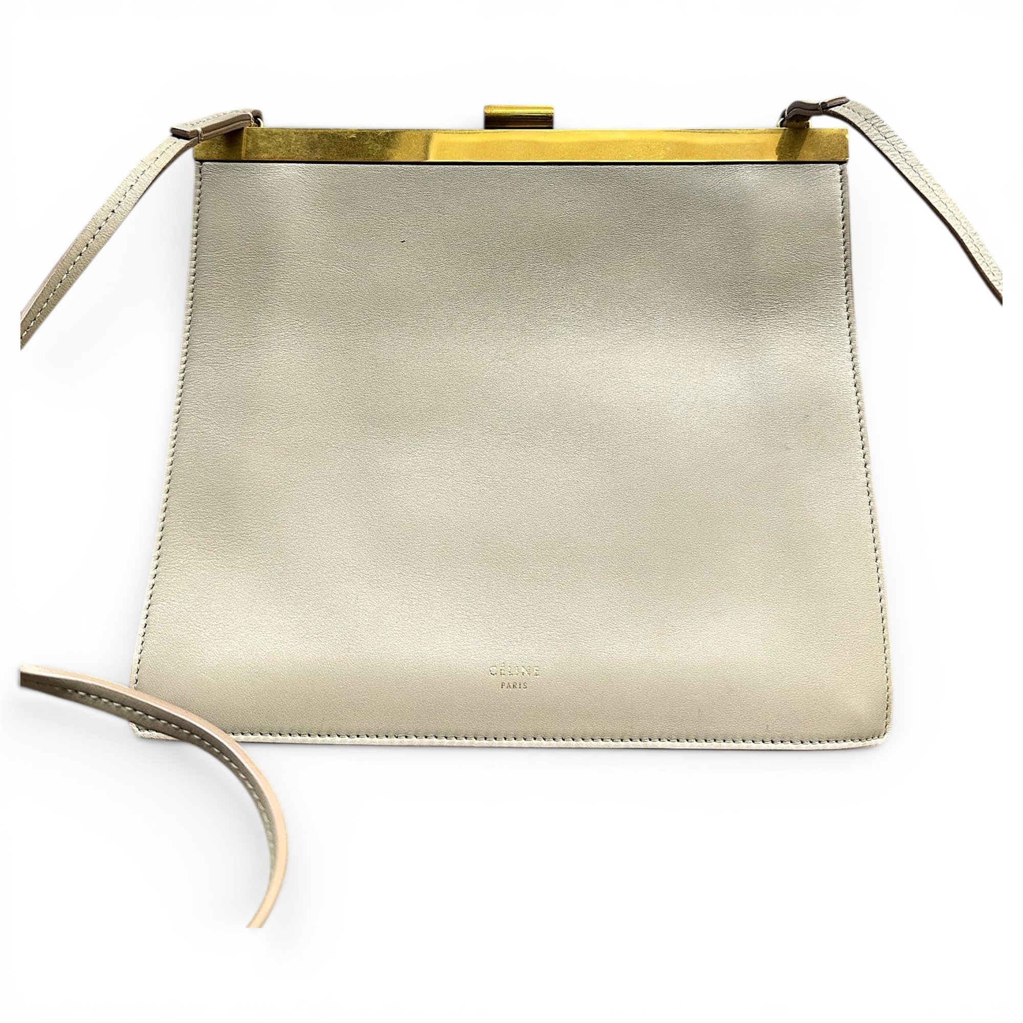 Clasp leather handbag
