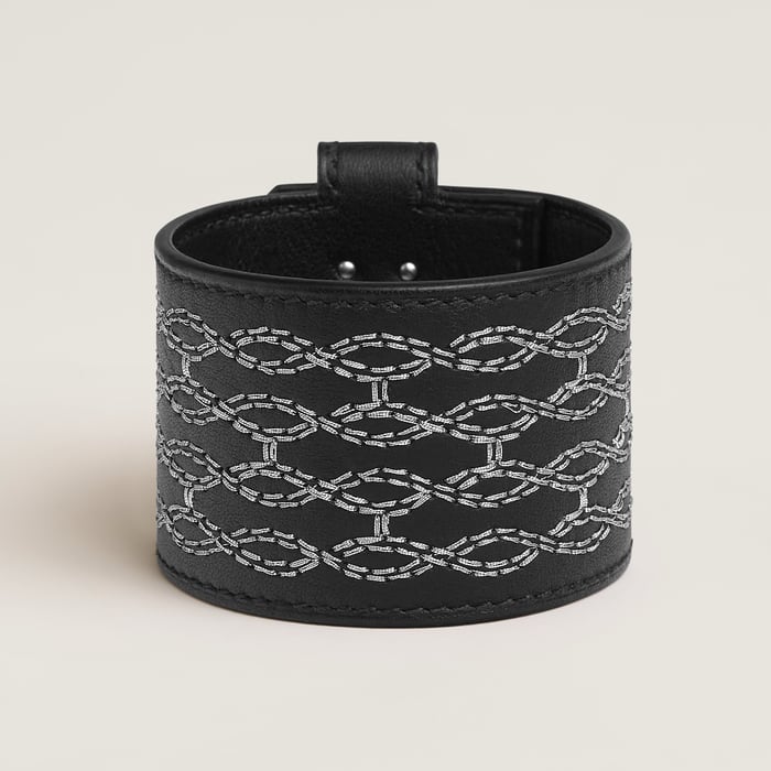 Noir Kelly Twist H Filet Bracelet, Large Model