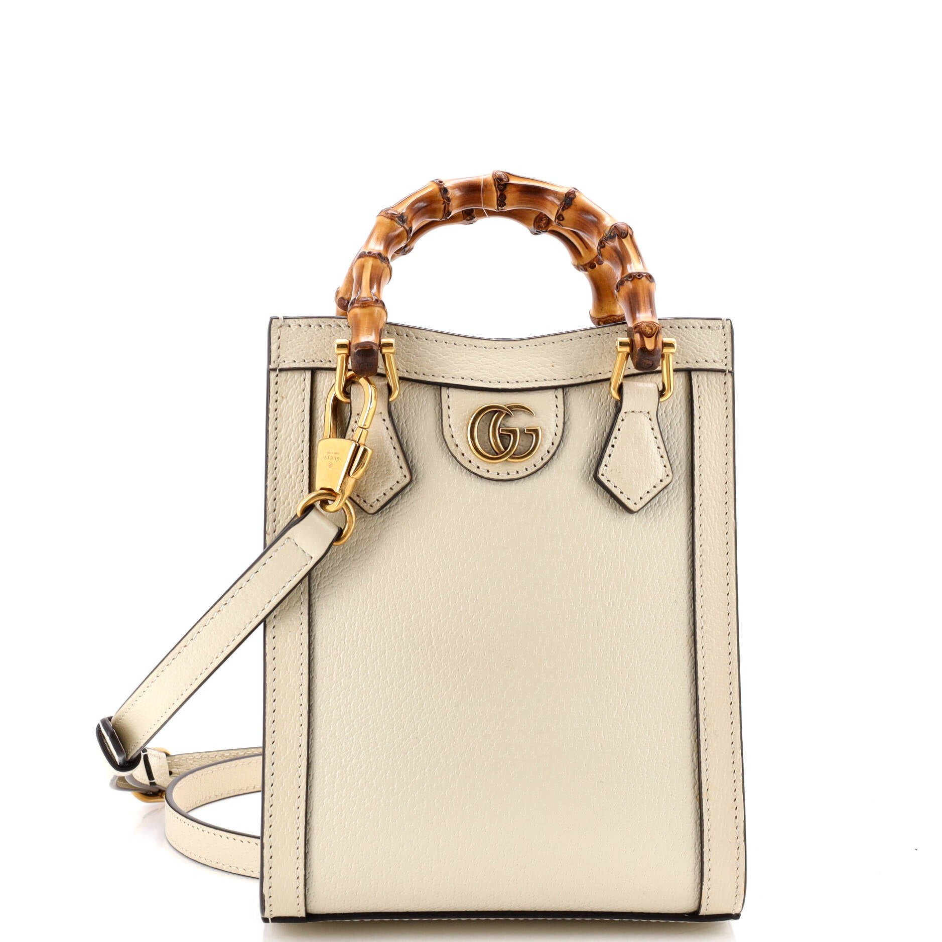 Vertical Diana NM Bamboo Handle Tote Leather Mini