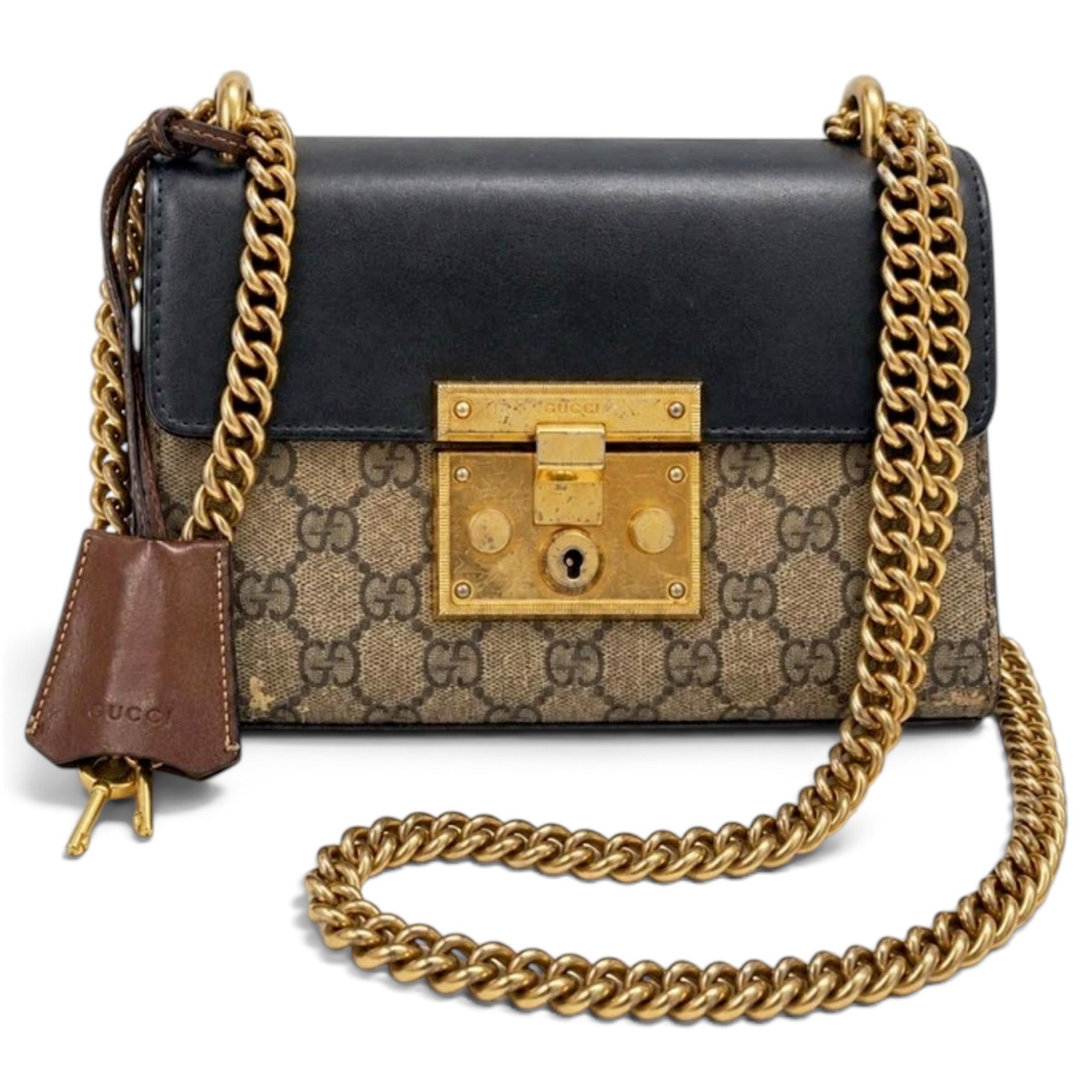 Padlock leather crossbody bag