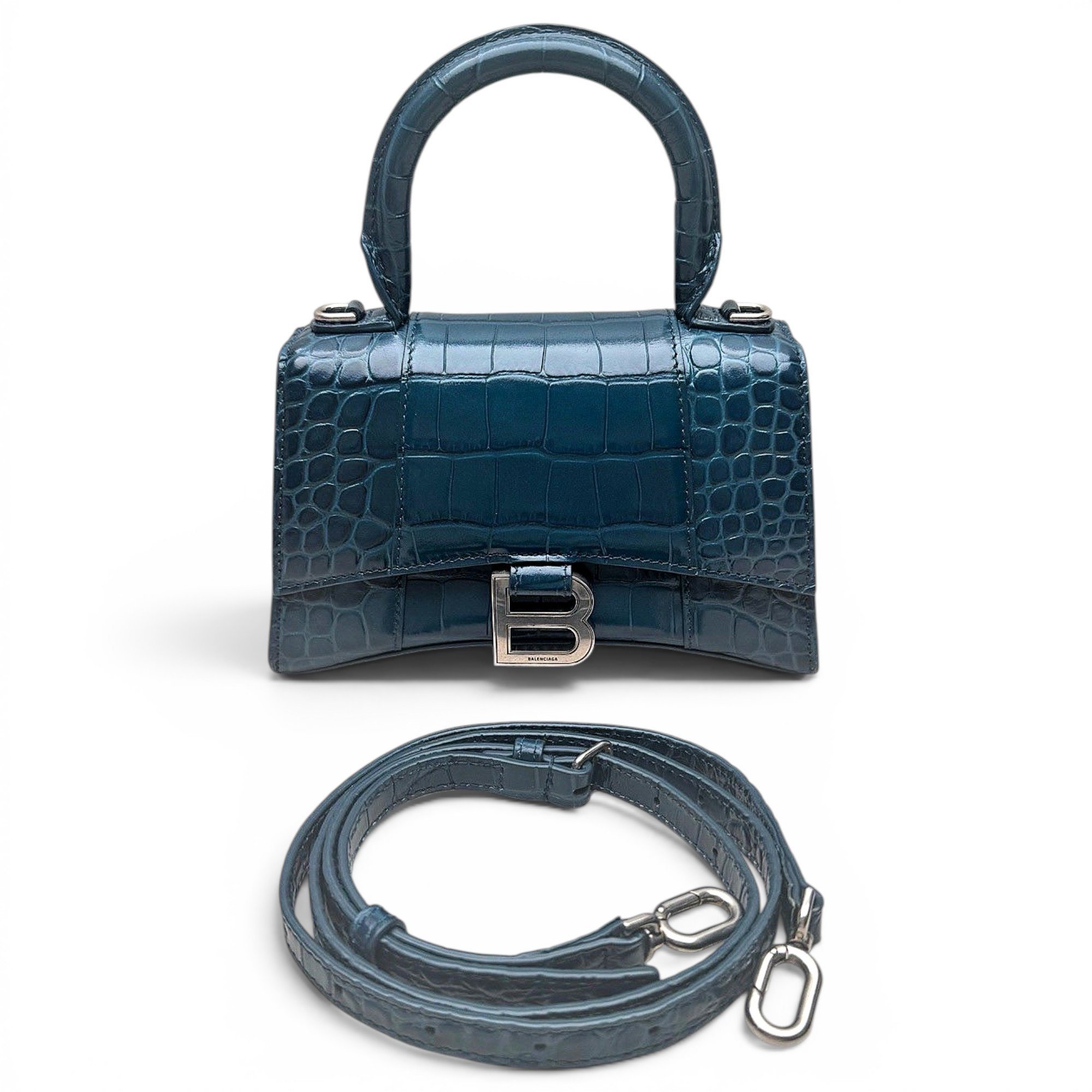 Hourglass leather handbag