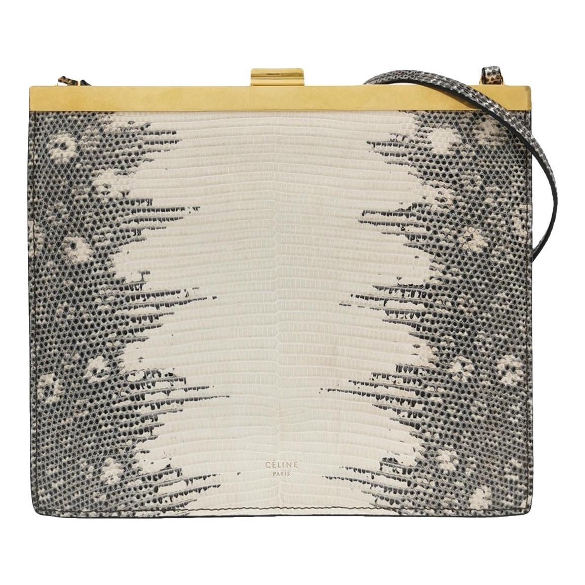 Clasp leather handbag