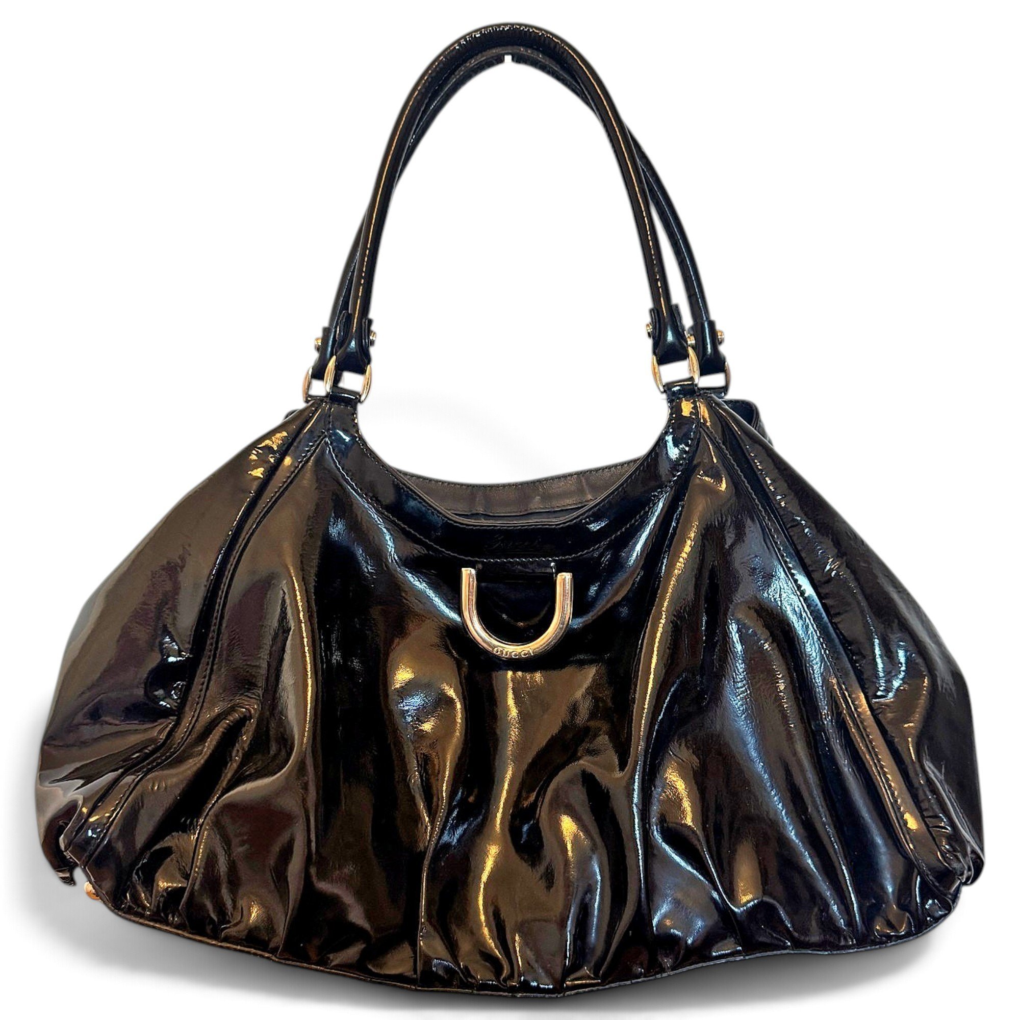 D-Ring patent leather handbag