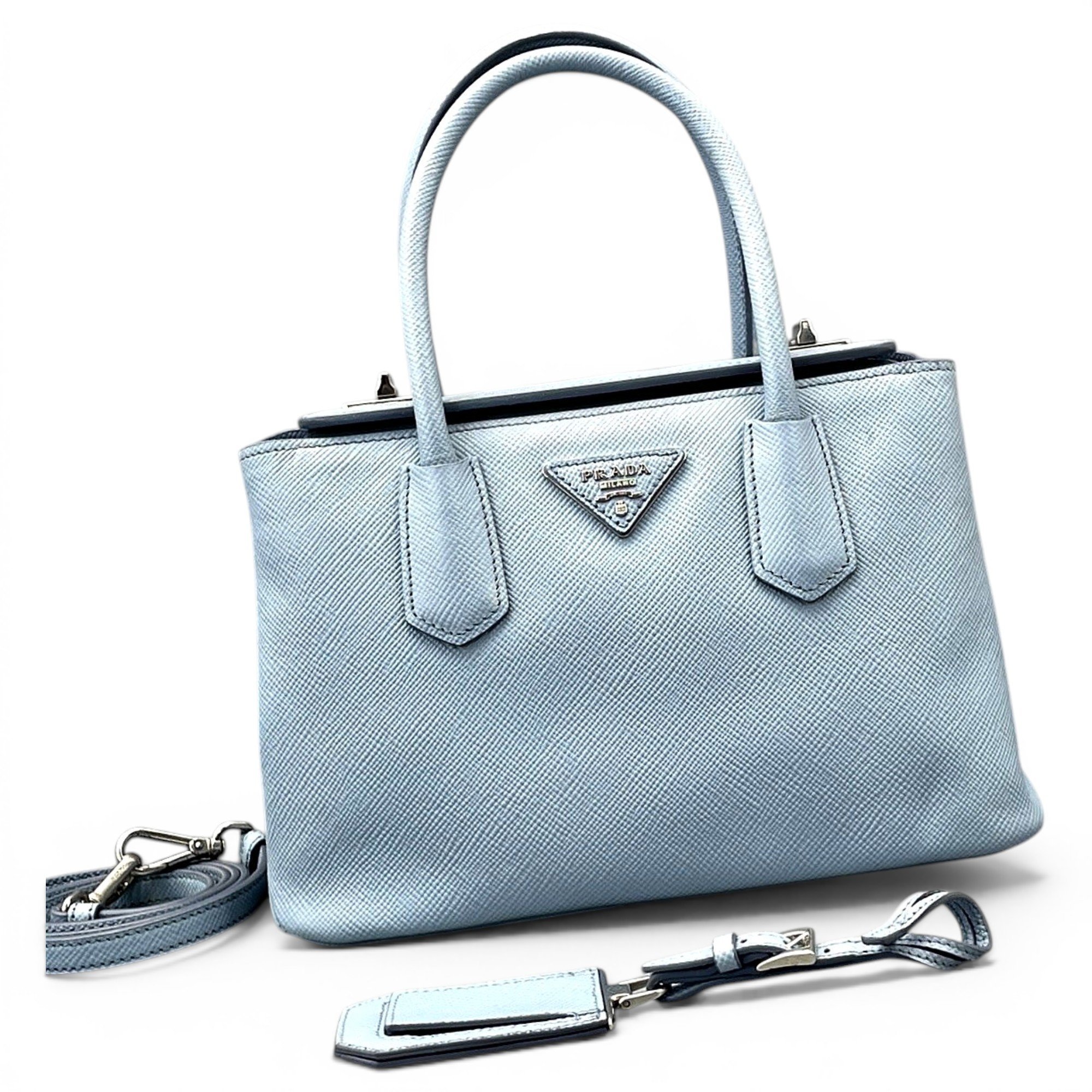 Double leather handbag