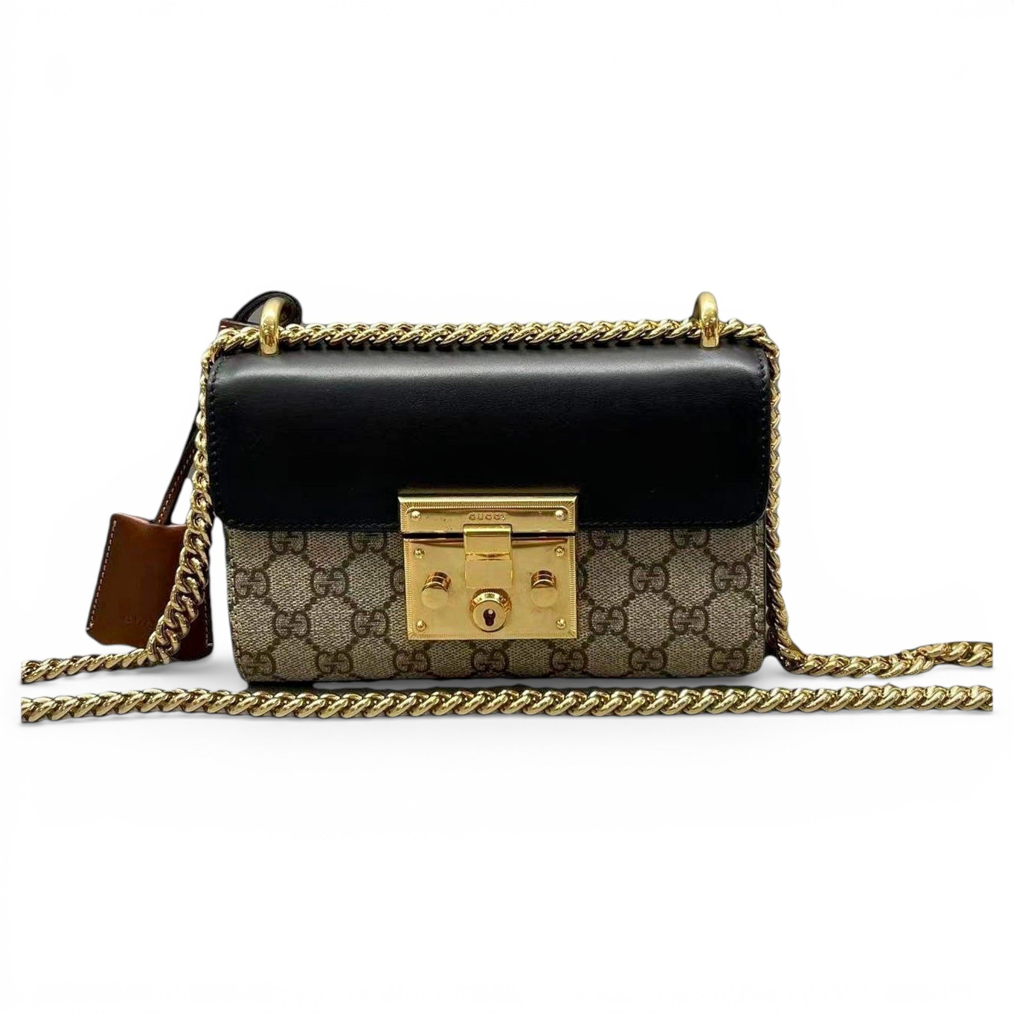 Padlock leather handbag