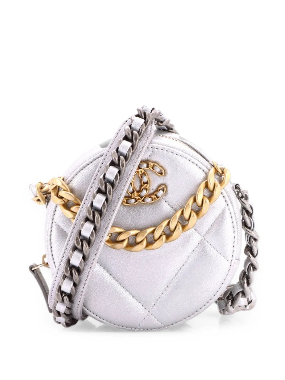 19 Round with Chain Quilted Leather clutch bag