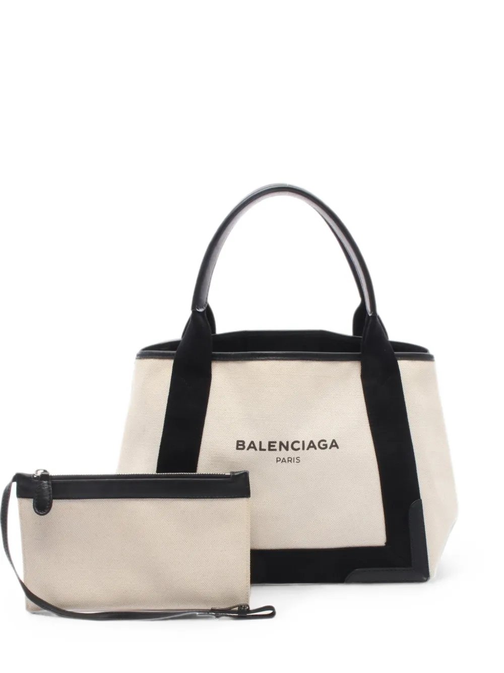 Balenciaga 2000s Navy Cabas leather-trim tote bag