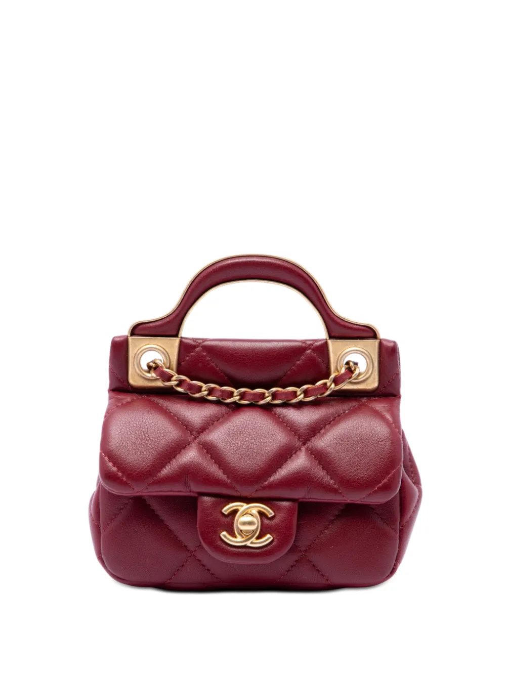 2021 Quilted Calfskin Lady Card Holder with Chain Top Handle Bag satchel