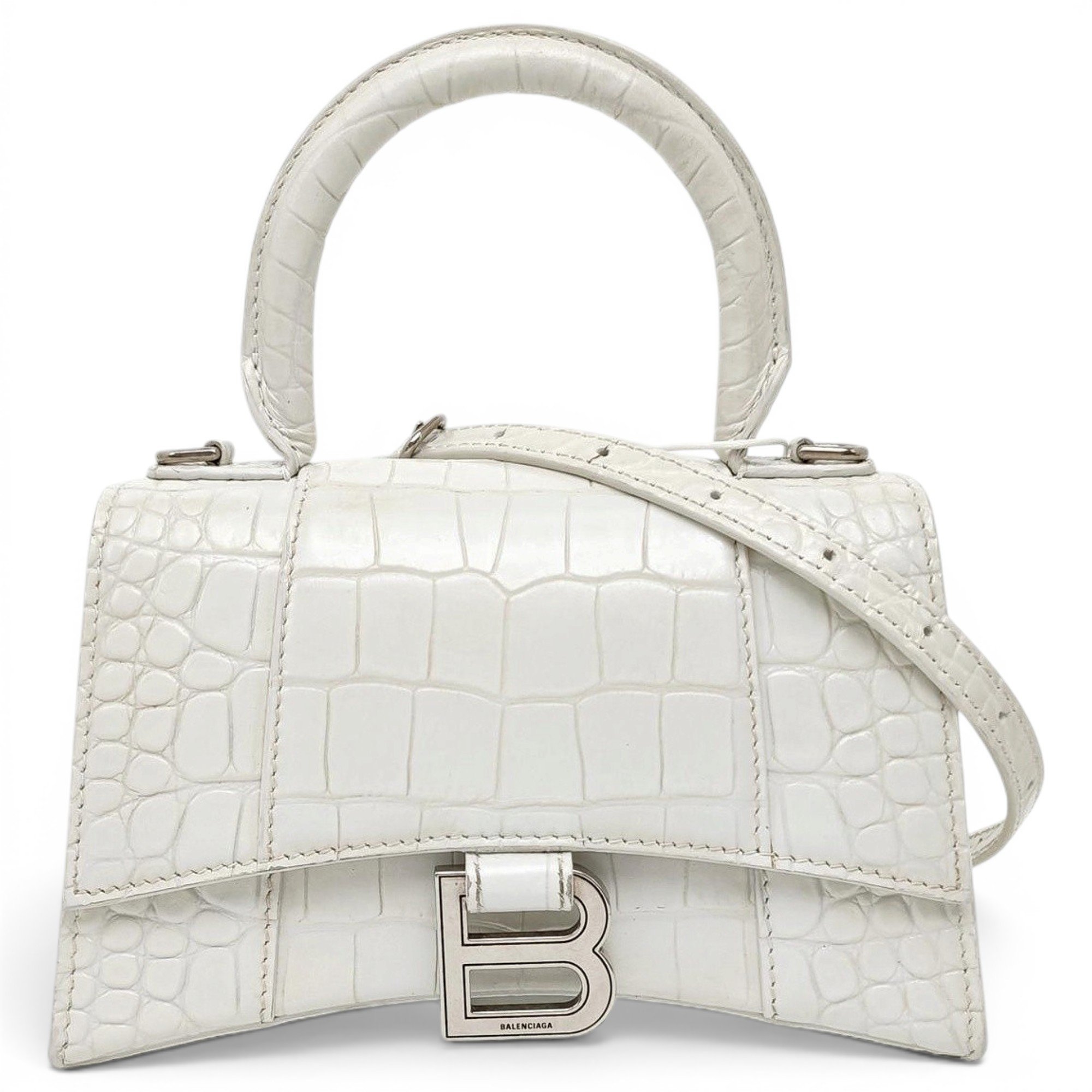 Hourglass leather handbag