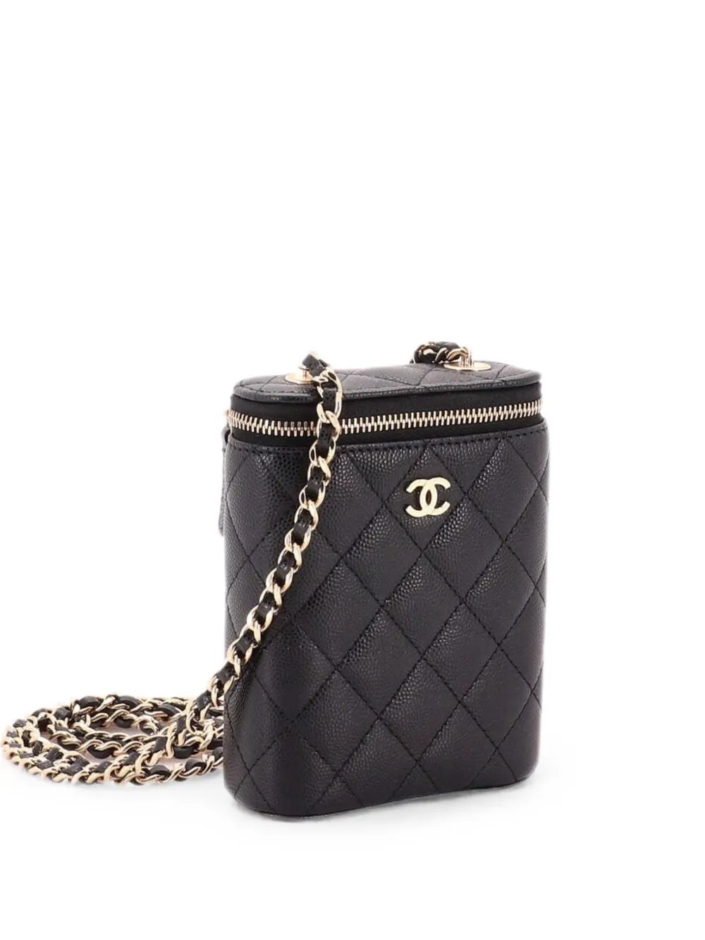 Vertical Classic Vanity Case with Chain Quilted Caviar Small shoulder bag