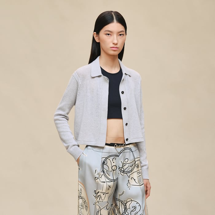 Gris Pervenche Short Shirt Cardigan