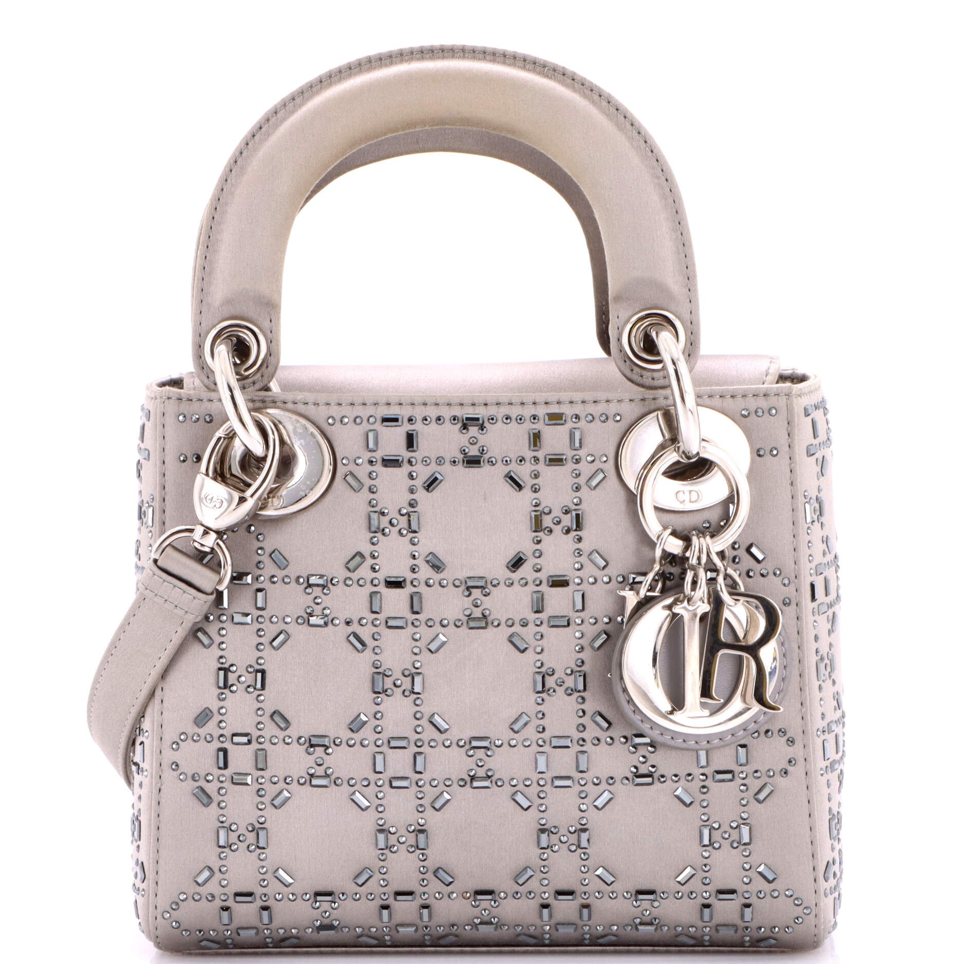 Lady Dior Bag Crystal Embellished Cannage Quilt Satin Mini