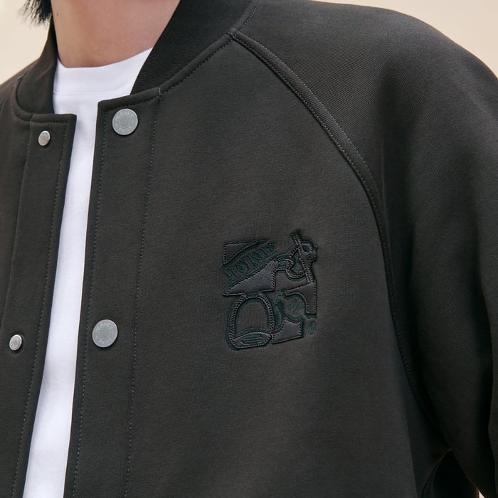 Kaki "Metallerie Au Carre" Varsity Jacket With Leather Detail