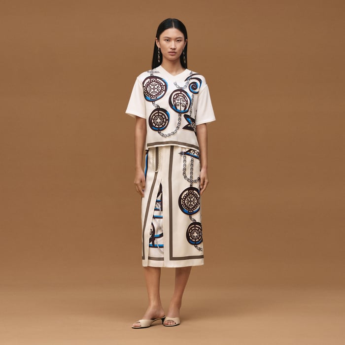 Blanc Céramique "l'Enseigne Du Sellier" Short-sleeve Sweater