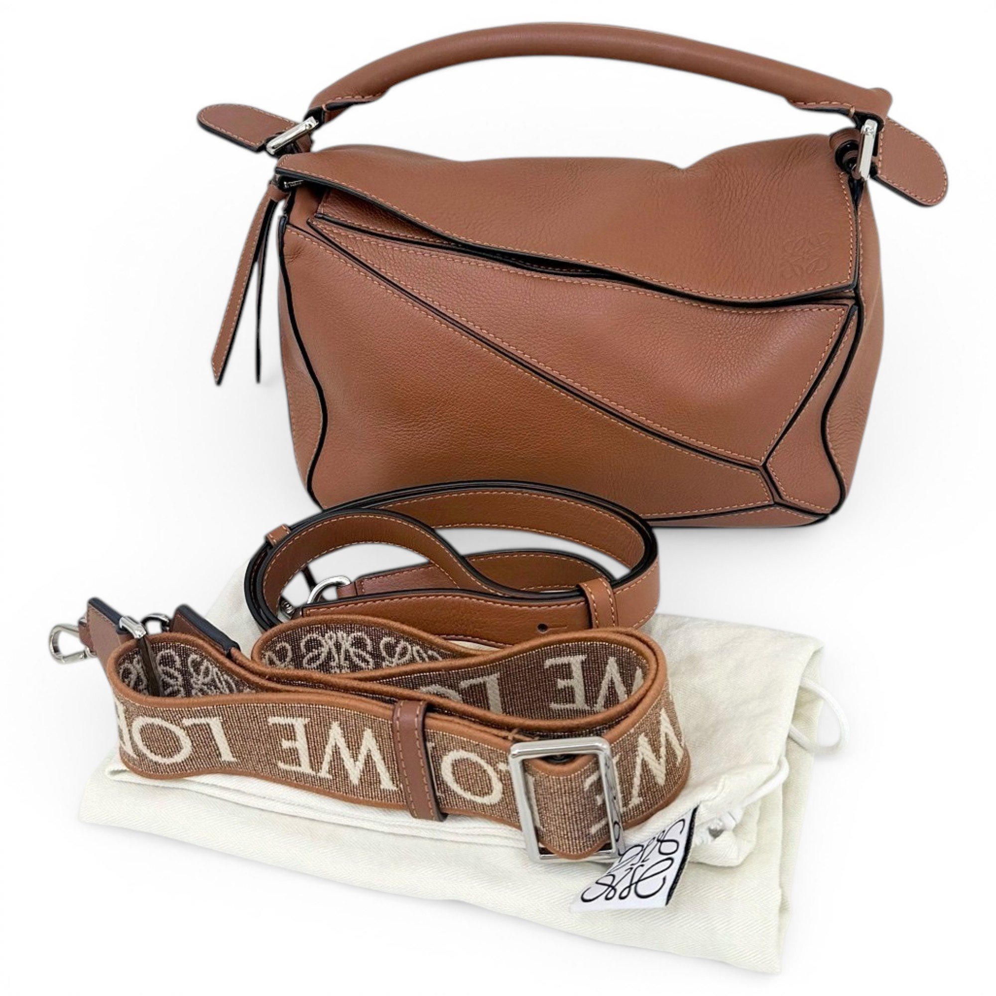 Puzzle leather handbag