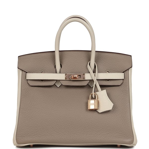 Hermes Hermes Special Order (HSS) Birkin 25 Gris Tourterelle and Craie Clemence Rose Gold Hardware
