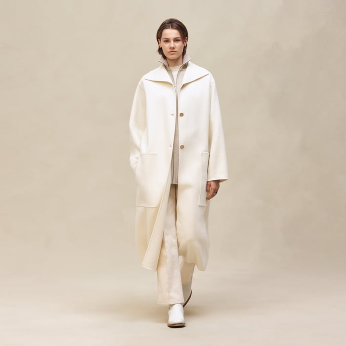 Blanc Naturel Long Cashmere Coat
