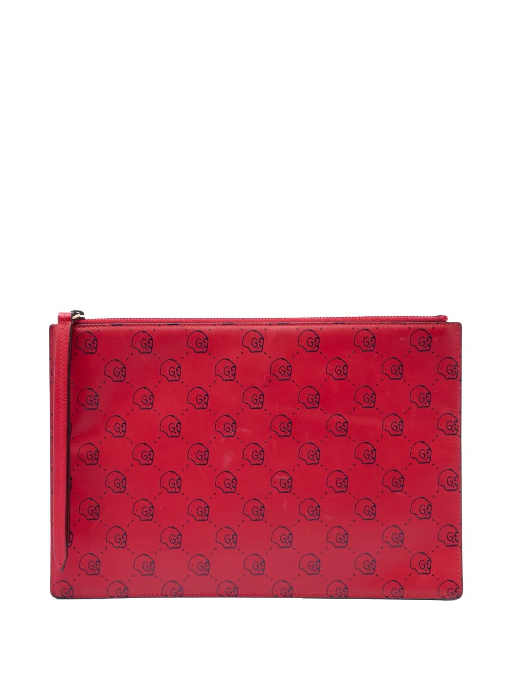 2000-2017 Calfskin Ghost Hamlet Skull Zip Pouch clutch bag
