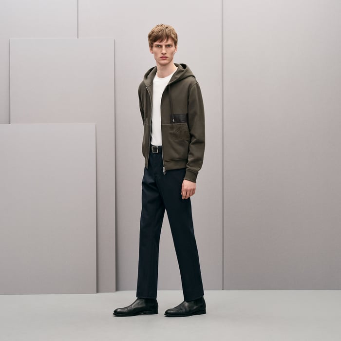 Taupe "Eperon d'Or En Perspective" Zipped Hooded Sweater