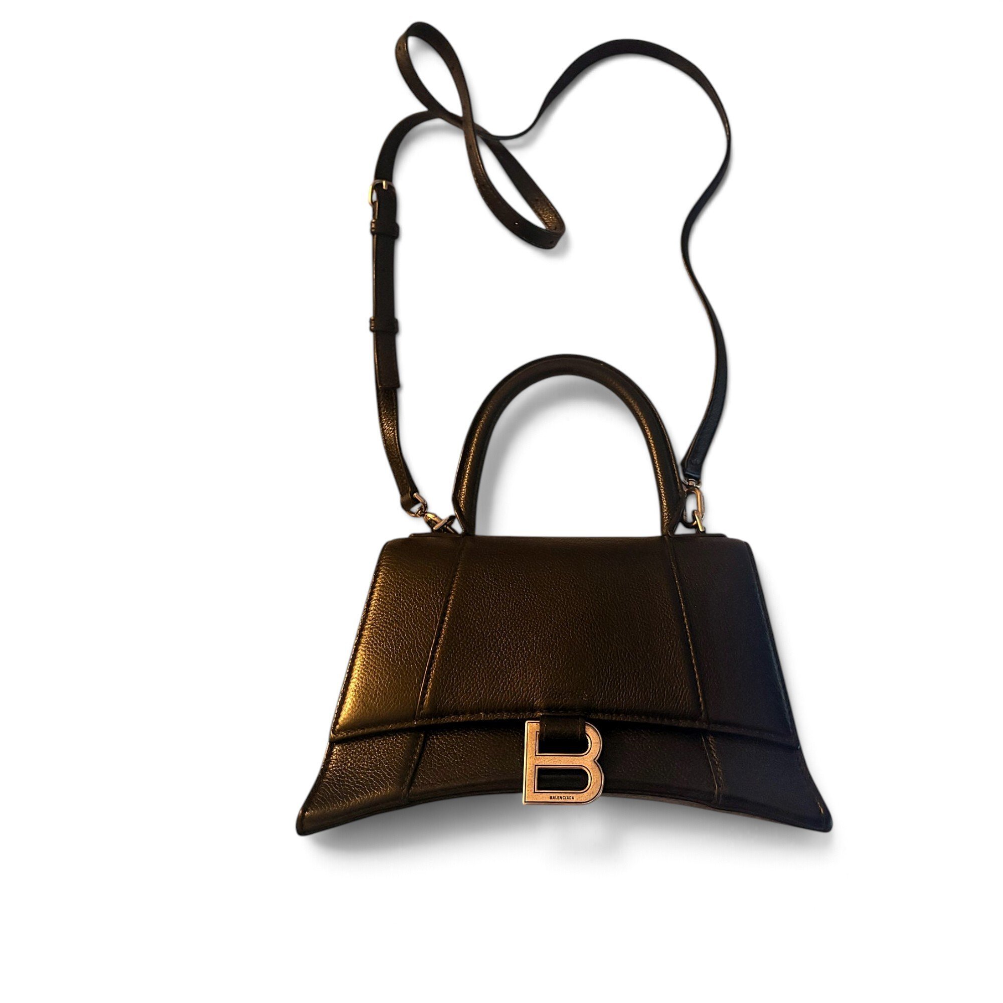Hourglass leather handbag